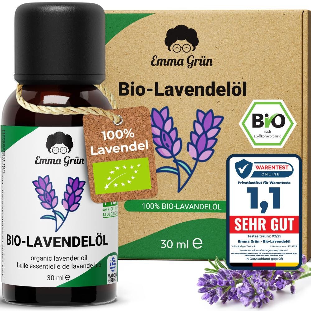Emma Grün Duftöl Bio Lavendelöl 30 ml (Set), Lavendel Öl aus Griechenland, ätherische Öle naturrein & bio
