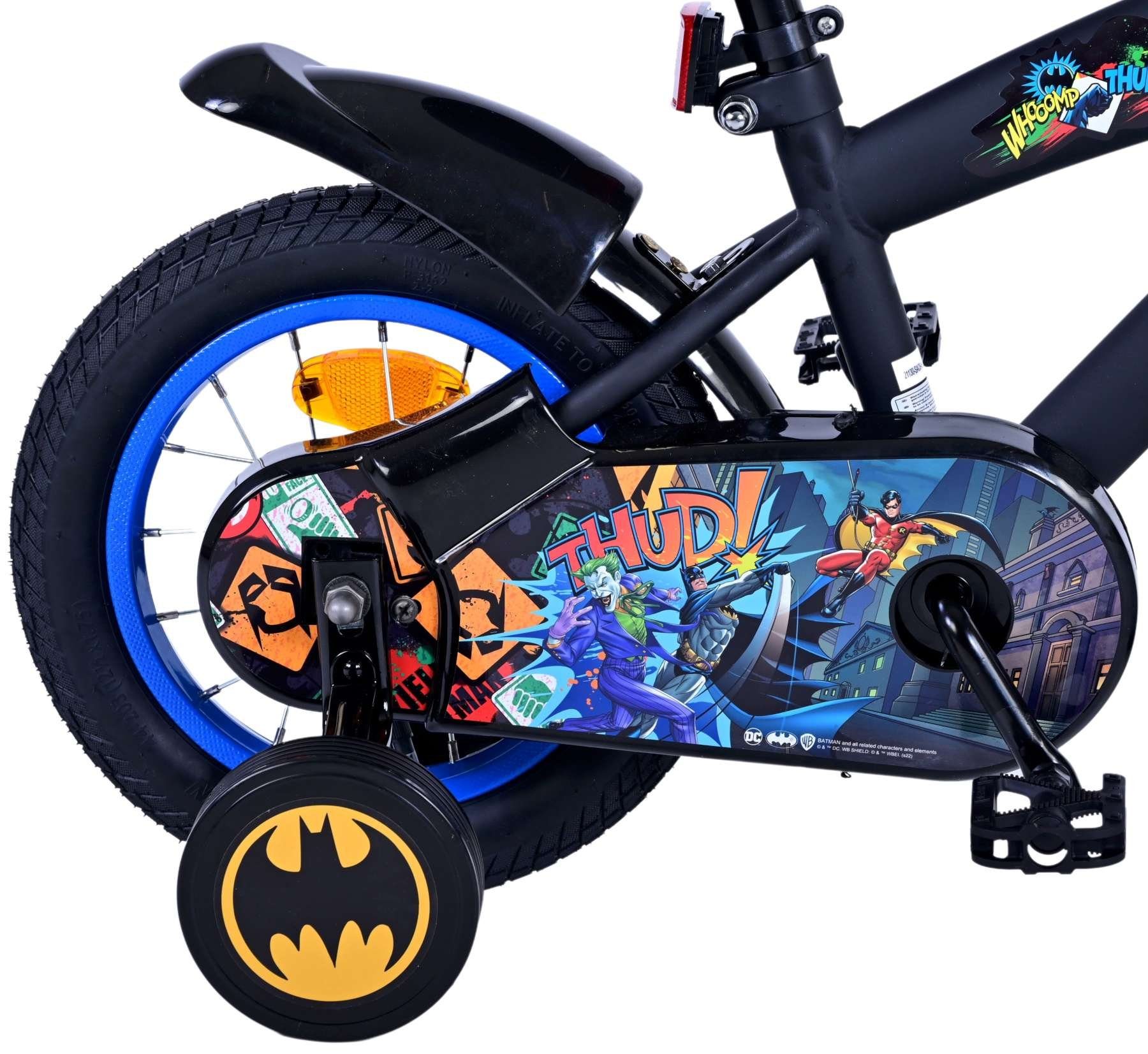 Batman Kinderfahrrad Jungen – 12/14/16 Zoll, Schwarz, Rücktrittbremse, 3-6 Jahre, 85% zusammengebaut, 3 - 6 Jahre, Stahlfelgen