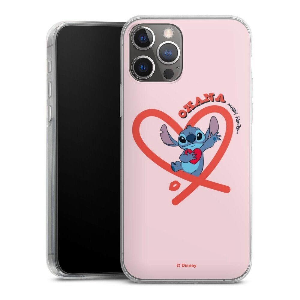 DeinDesign Handyhülle Stitch Ohana Pink Heart, Apple iPhone 12 Pro Slim Case Silikon Hülle Ultra Dünn Schutzhülle