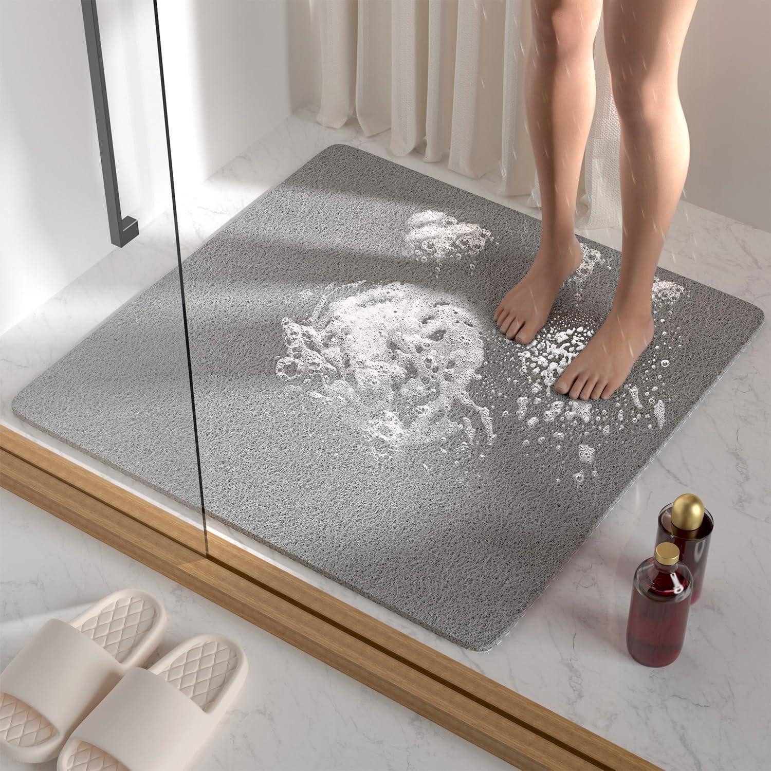 LuxusKollektion Duschmatte Duschmatte Rutschfest 68x68cm Antirutsch Grau 68 x 68 cm (Quadratisch)