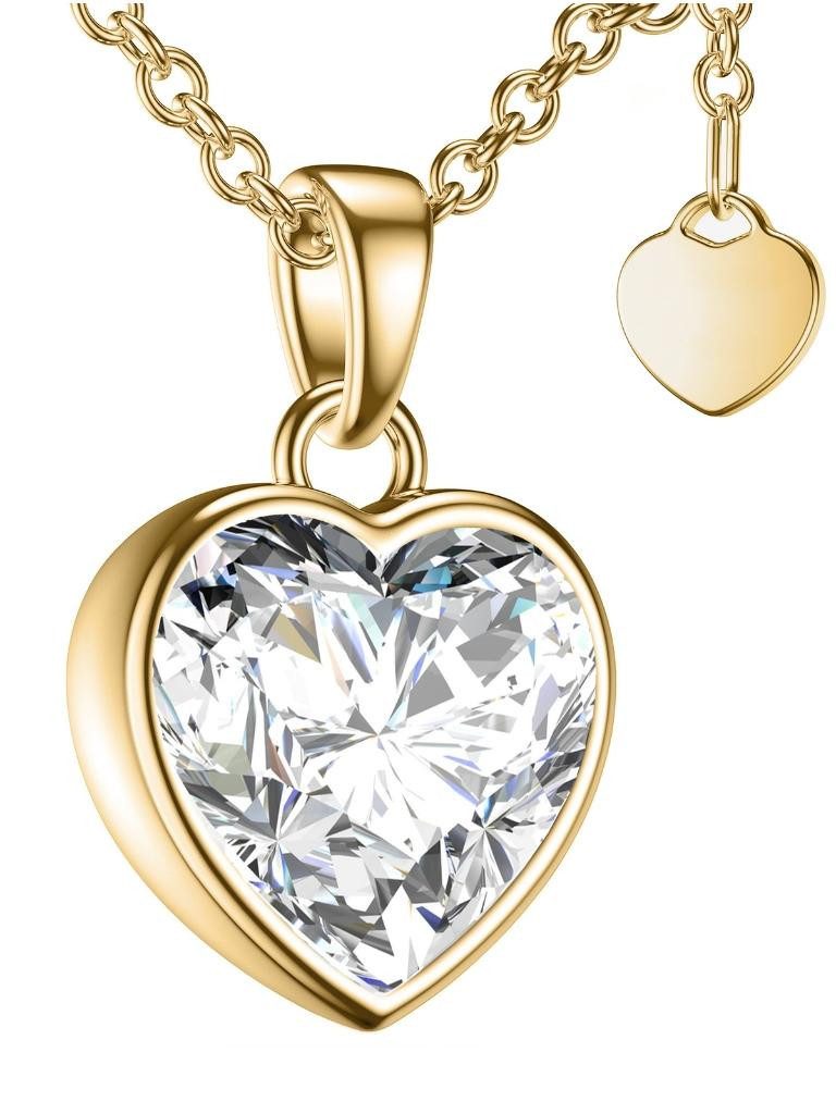 Amoonic Herzkette Halskette Damen Silber 925 Frauen Kette mit Zirkonia Herz günstig online kaufen