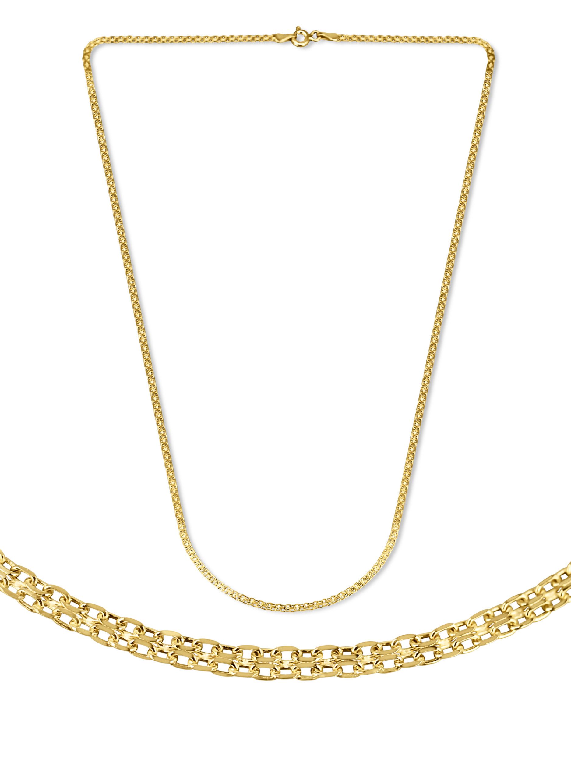 Antares Gold Goldkette Doppelpanzerkette 14K Gold – 45 cm, 2 mm, Hellgold, hochglanzpoliert, stabiler Federringverschluss, edle Schmuckbox