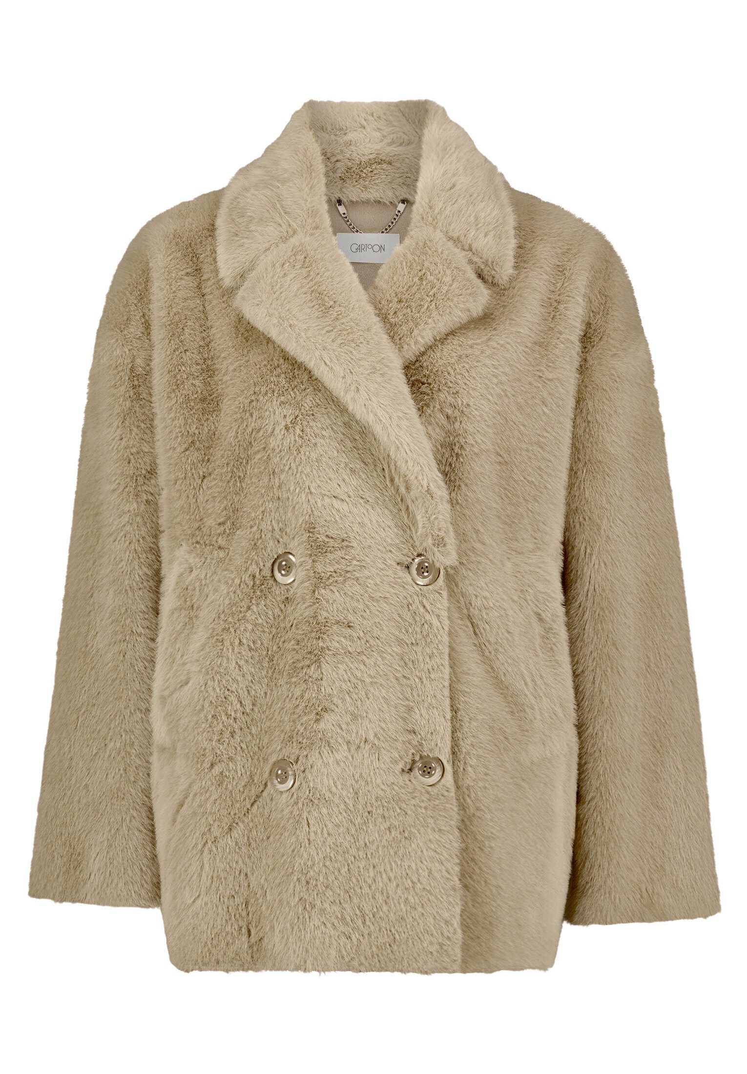 Cartoon Fellimitatjacke Damen mit Reverskragen