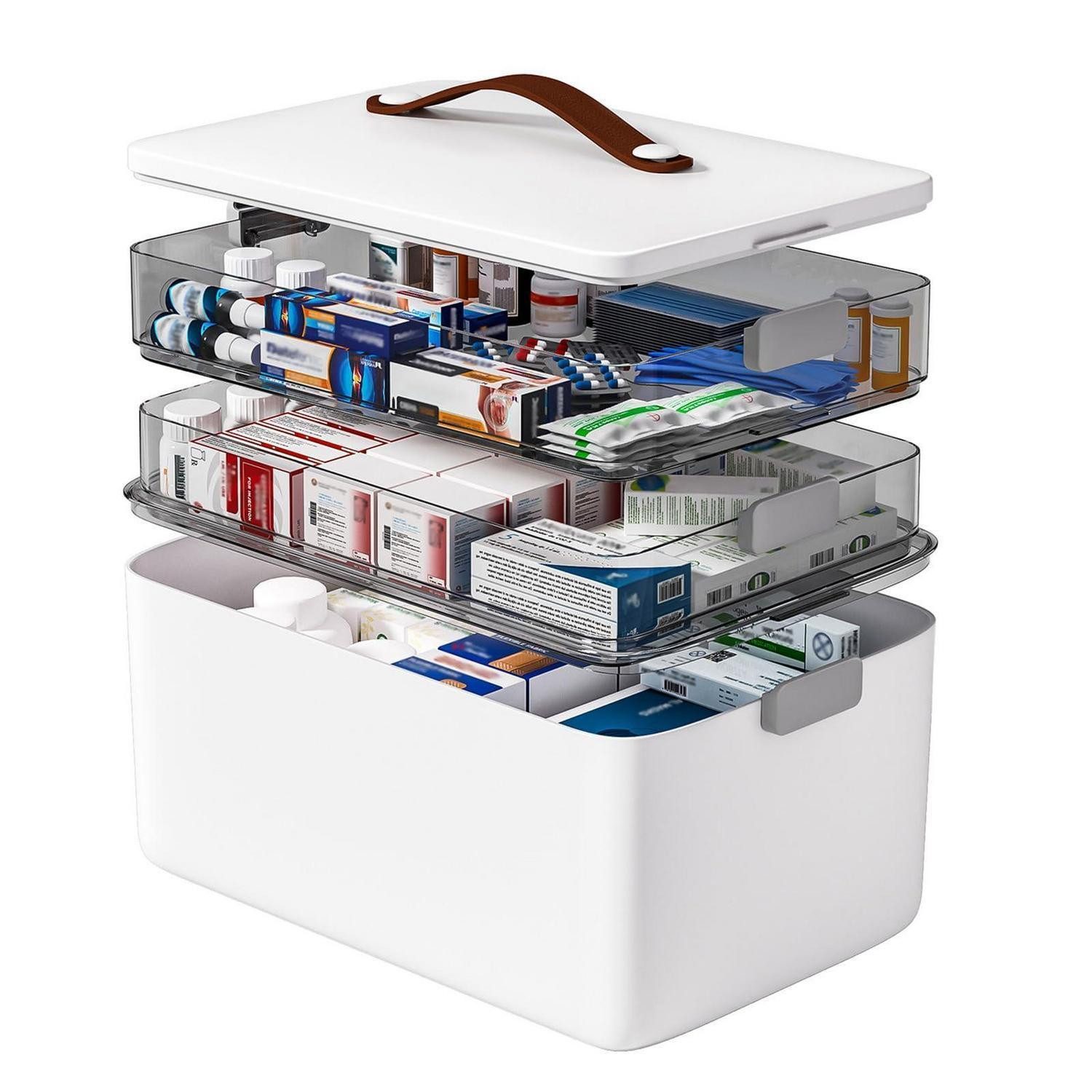 LuxusKollektion Arzttasche Medizin Organizer Box 3-stöckig Weiß Groß
