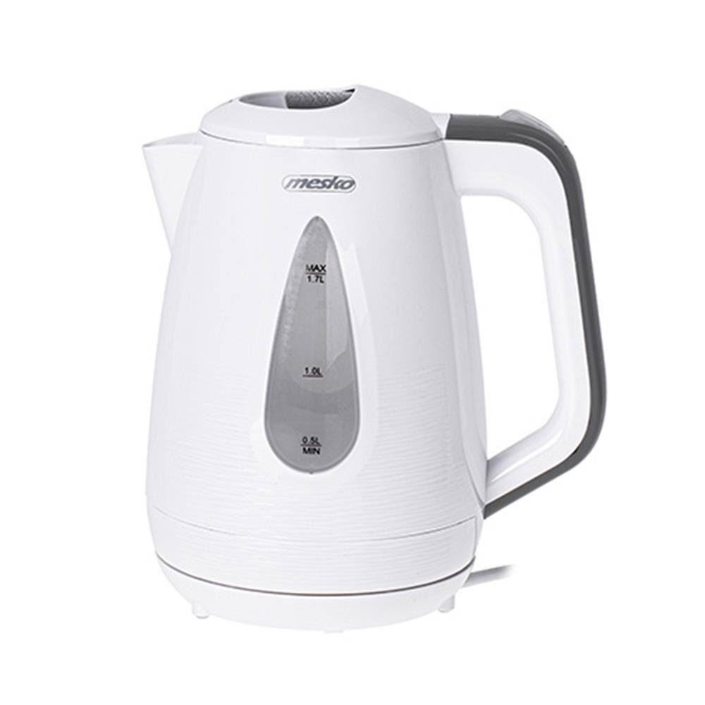Mesko Wasserkocher MS 1261 grey, Kunststoff, 1,7 Liter, elektrisch, weiß, grau, 360 Grad drehbar