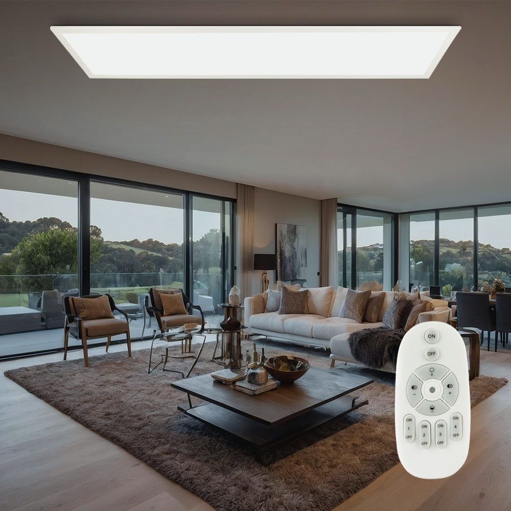 GLOBO LIGHTING LED Panel, LED-Leuchtmittel fest verbaut, Warmweiß, Neutralweiß, Tageslichtweiß, Deckenlampe Aufbaupanel dimmbar Fernbedienung Tageslicht LED L 120 cm