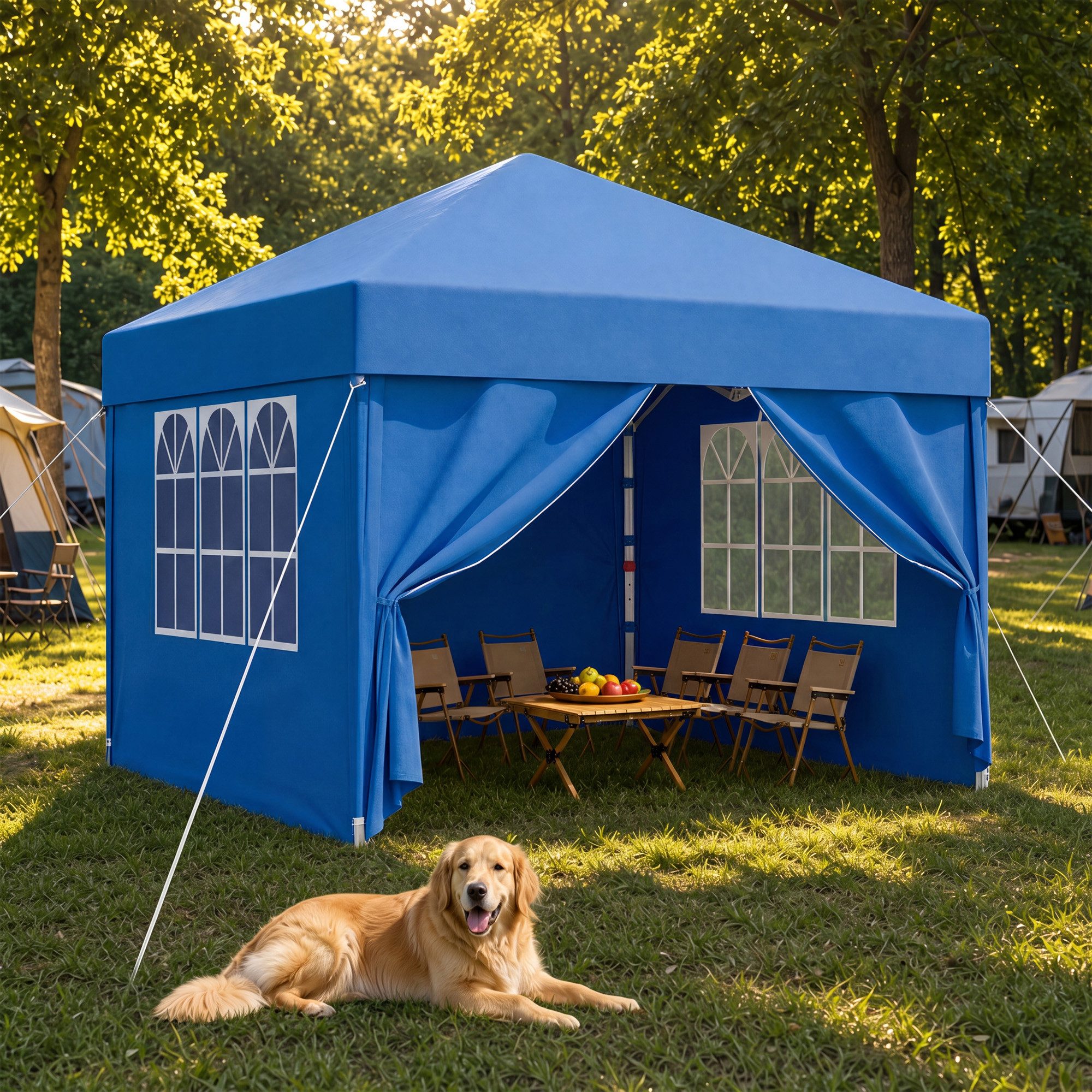 HOMALL Faltpavillon 3x3/3x6 m Gartenpavillon Höhenverstellbarer Pop Up Pavillon, mit 4 Seitenteilen, (Windfester Pavillon mit Seitenteilen und Tragetasche, für Garten Camping), Höhenverstellbar Gartenzelt mit mückennetz, UV-Schutz 50+