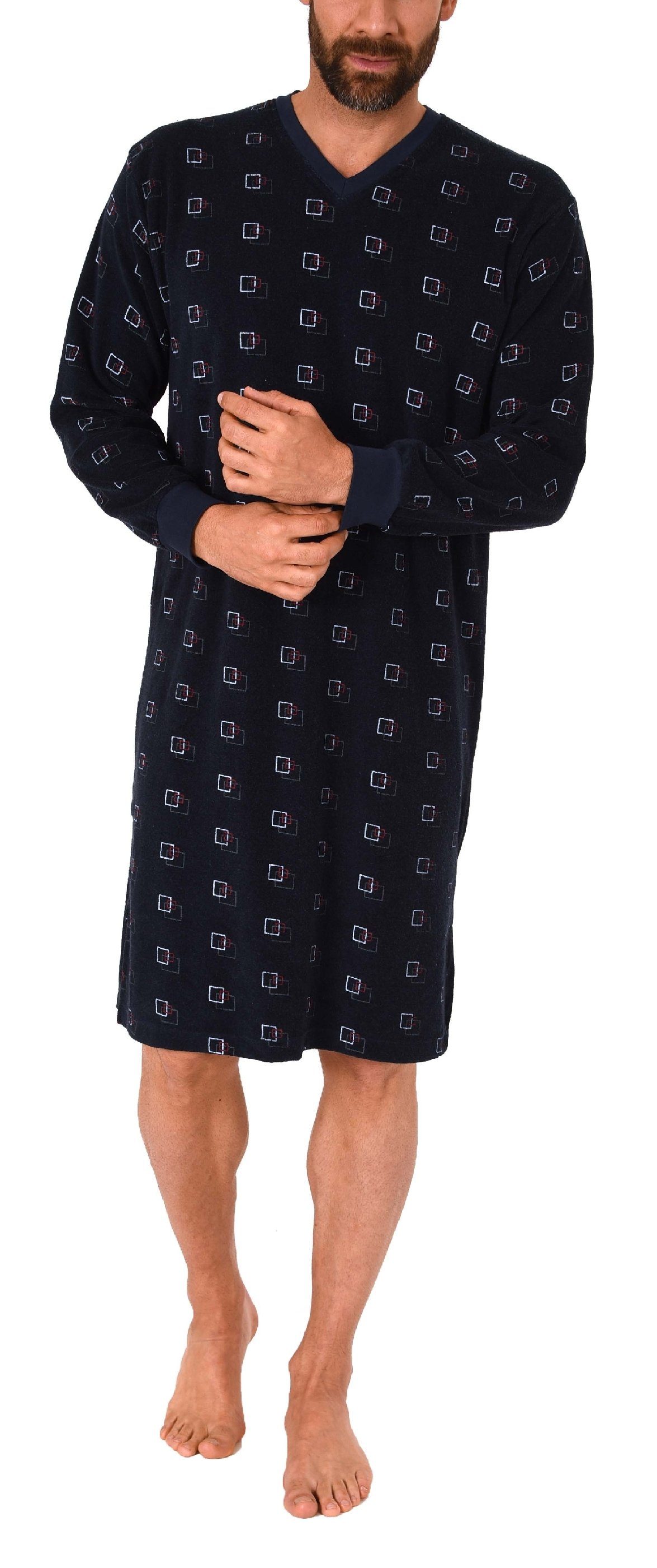 Normann Nachthemd Herren Frottee Nachthemd langarm mit Bündchen - auch in Übergrößen