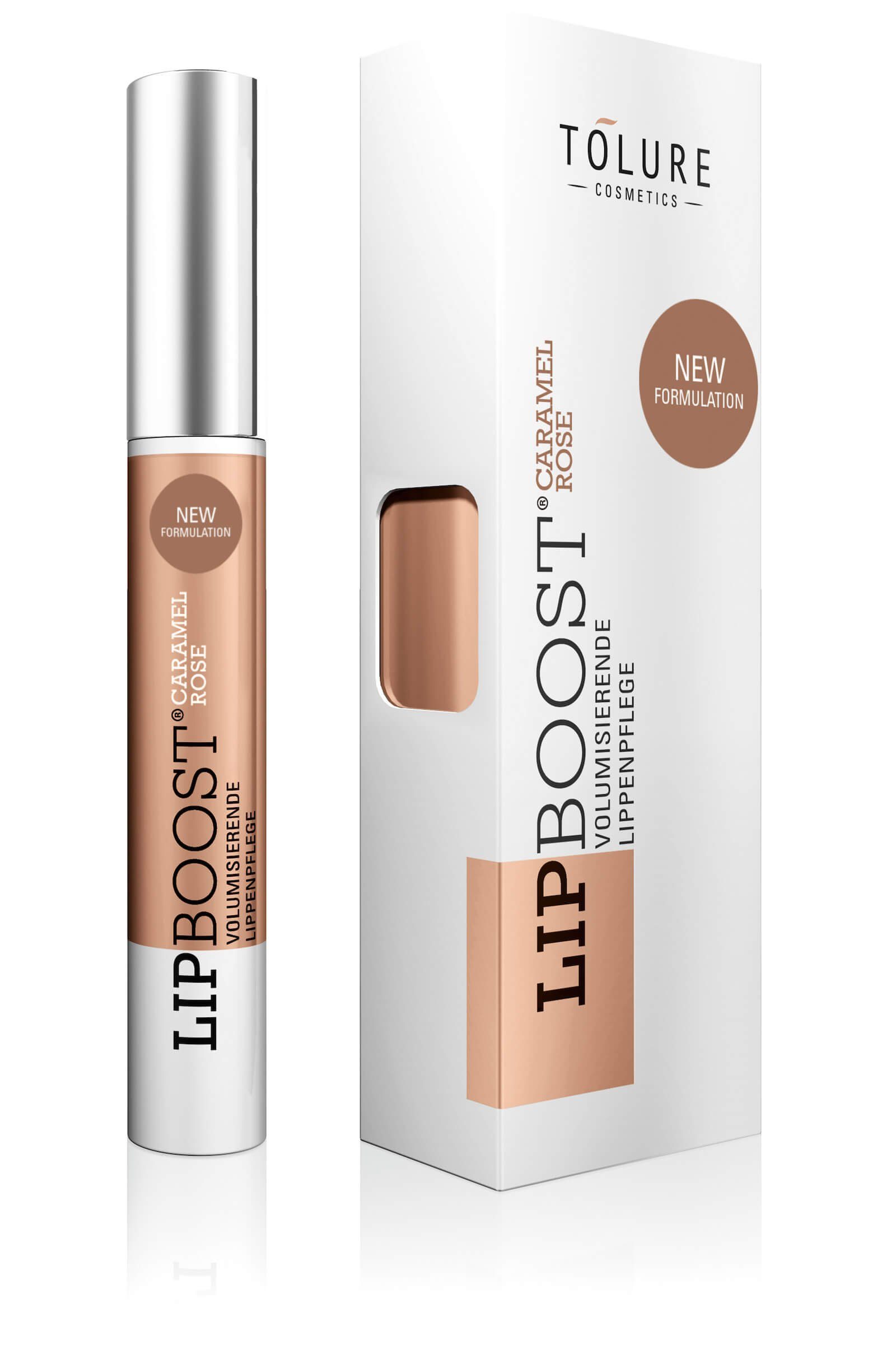 Tolure Lipgloss LIPBOOST® New für caramel-rosé eine des rasche Lippenvolumens Formulation, Zunahme