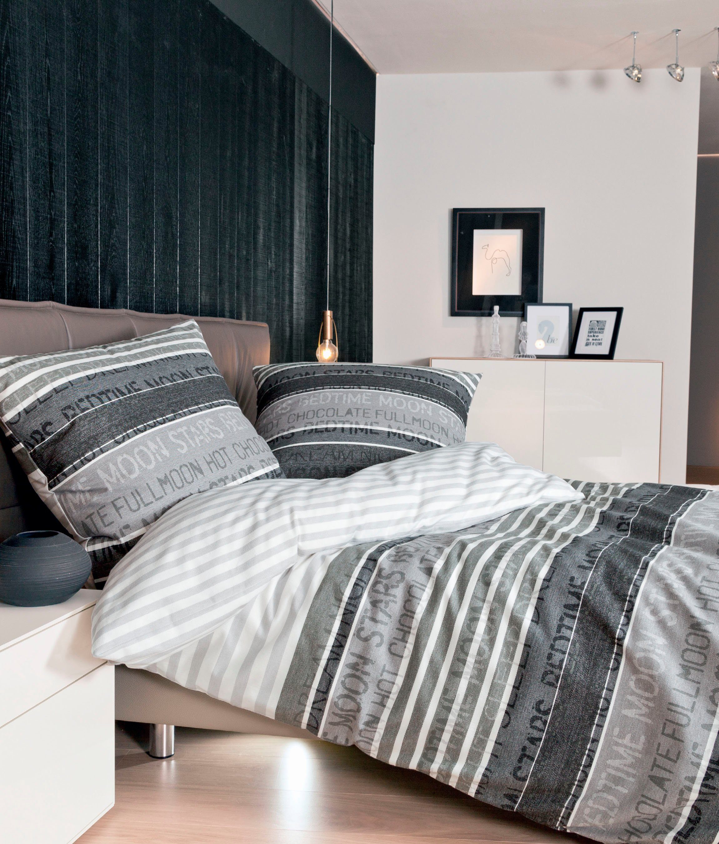 Janine Bettwäsche DAVOS 6481, Mako-Satin, 2 teilig, in verschiedenen Qualitäten, moderne Bettwäsche mit Reißverschluss