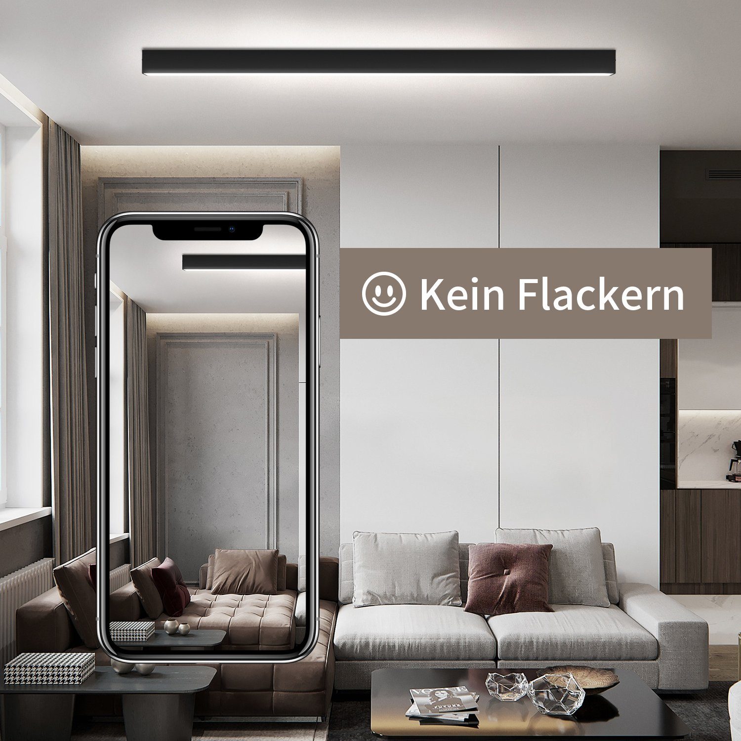 Nettlife Deckenleuchten Schwarz Dimmbar Modern 107/53/80CM günstig online kaufen