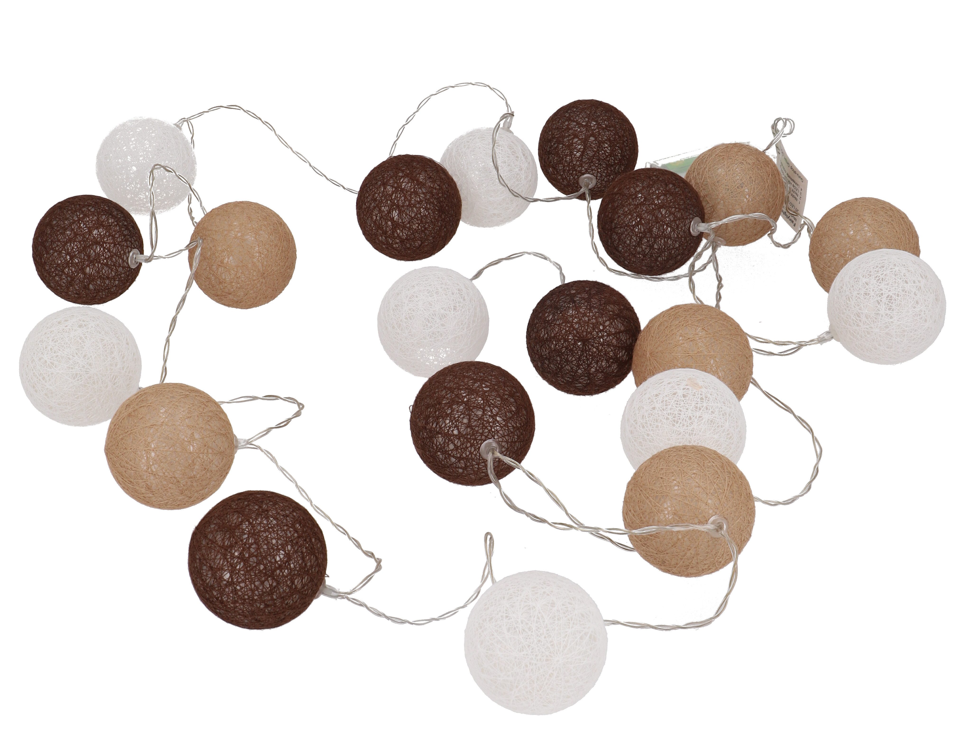 Guru-Shop LED-Lichterkette Stoff Ball Batterielichterkette 3xAA 20`er LED..