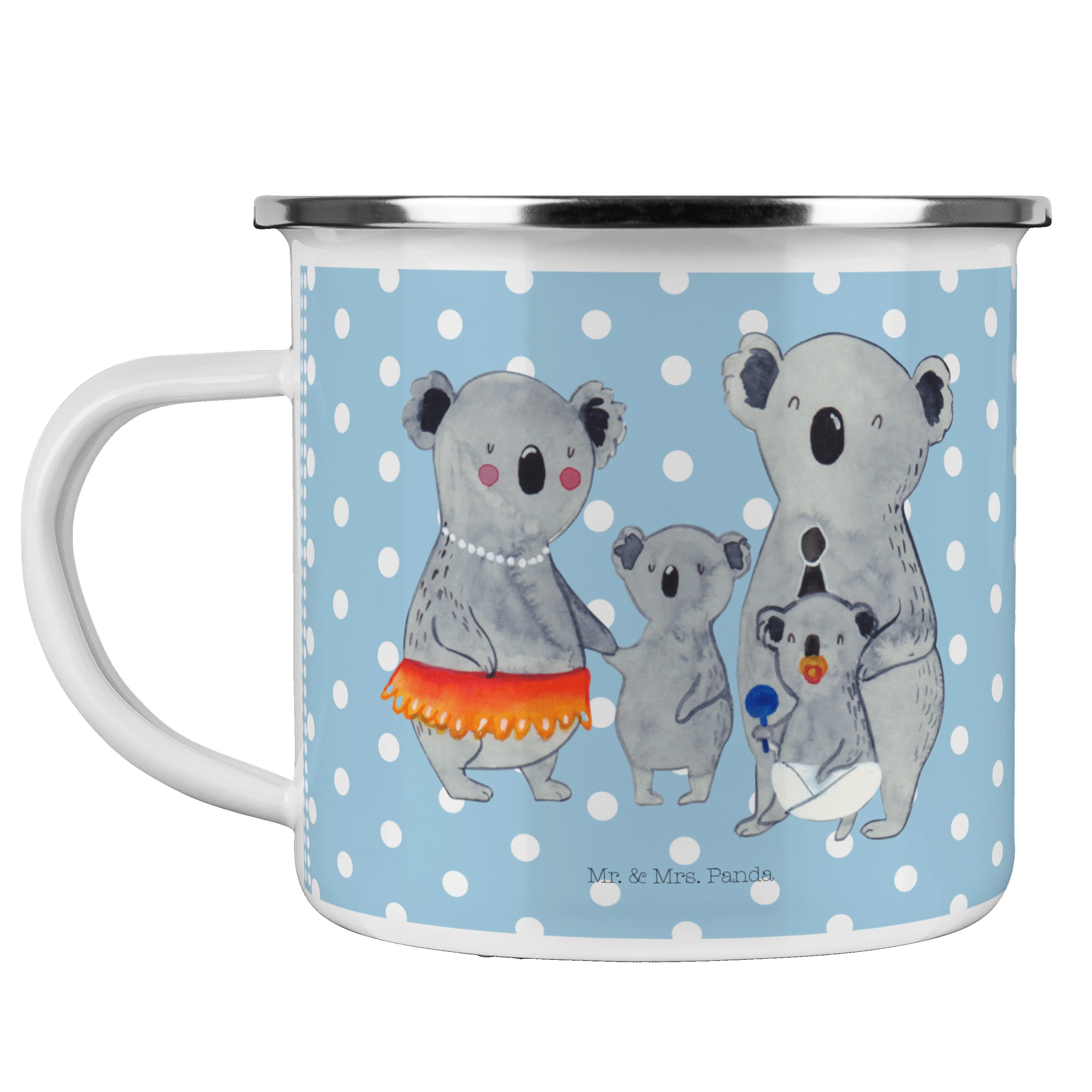 Mr. & Mrs. Panda Becher Koala Familie - Blau Pastell - Geschenk, Bruder, Papa, Family, Mama, Emaille