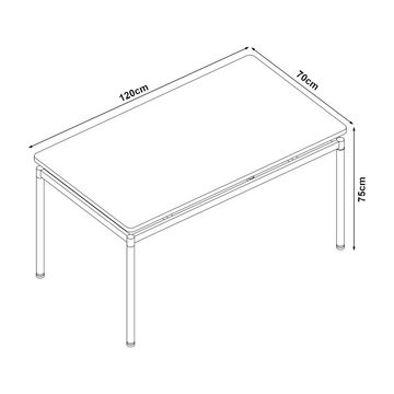 en.casa Esstisch, »Hemnes« für 4 Personen Stahlbeine 120 x 70 cm Stahlbeine Eiche-Optik