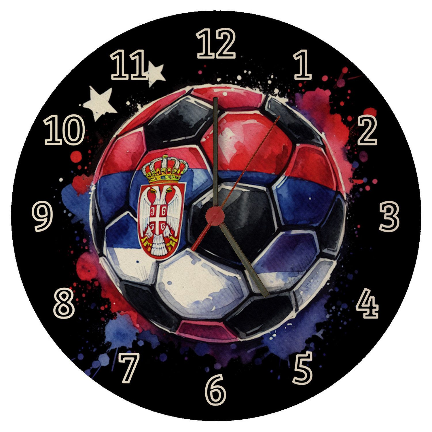 Wanduhr Fußball Serbien Flagge Wanduhr aus MDF