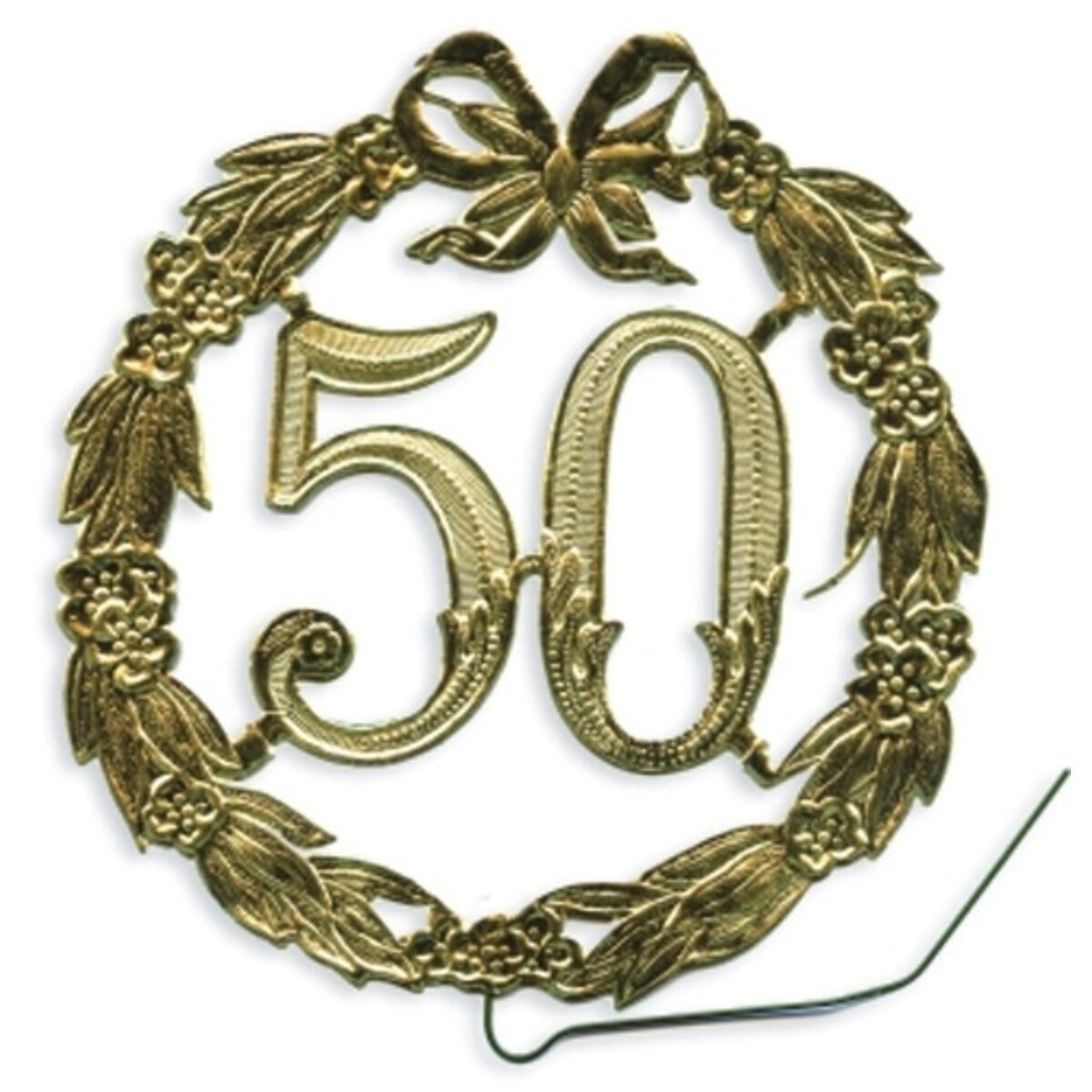 Demmler Bastelfilz Jubiläumszahl 50 - Ø 13 cm Draht gold.