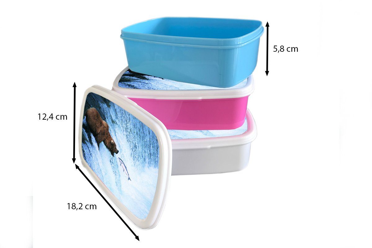 Kinder, rosa Kunststoff, Erwachsene, Wasserfall, - Bär Kunststoff Fisch Lunchbox für MuchoWow (2-tlg), - Mädchen, Snackbox, Brotdose Brotbox