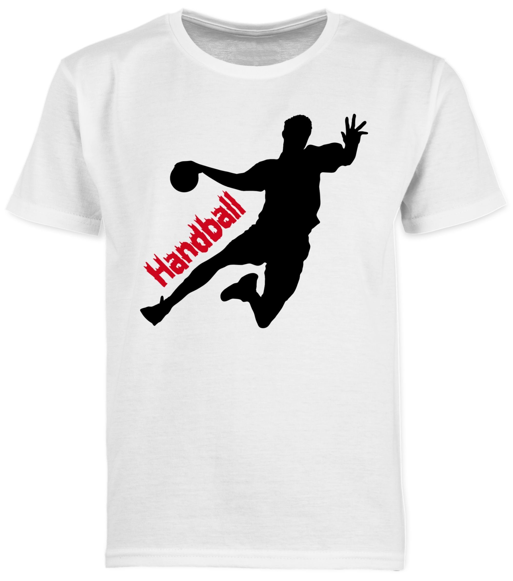 3 Sport Handballer Kinder Schriftzug Weiß T-Shirt mit Shirtracer Kleidung