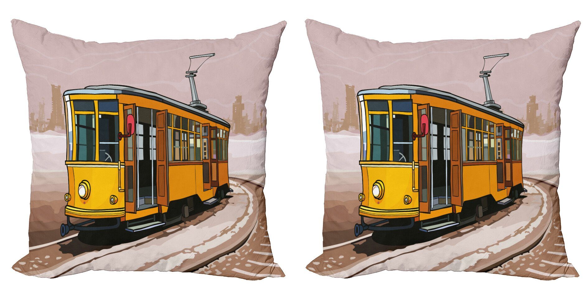 Abakuhaus Digitaldruck, Modern Doppelseitiger Kissenbezüge Zug (2 Stück), auf Roads Modern Accent Schiene