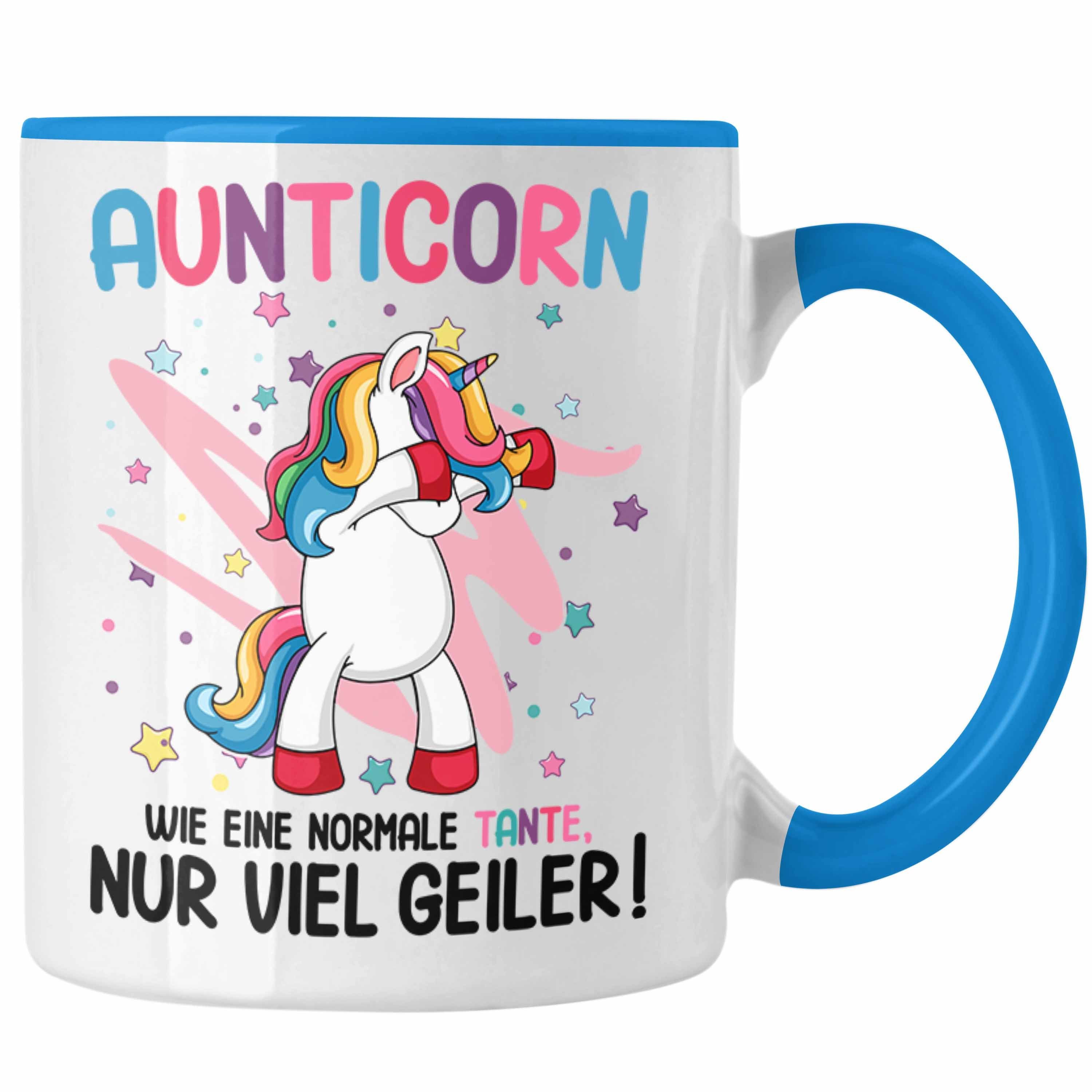 Trendation Tasse Trendation - Tante Wie Geschenk Blau Tante Lustig Beste Einhorn Aunticorn Geburtstag Eine Normale Spruch