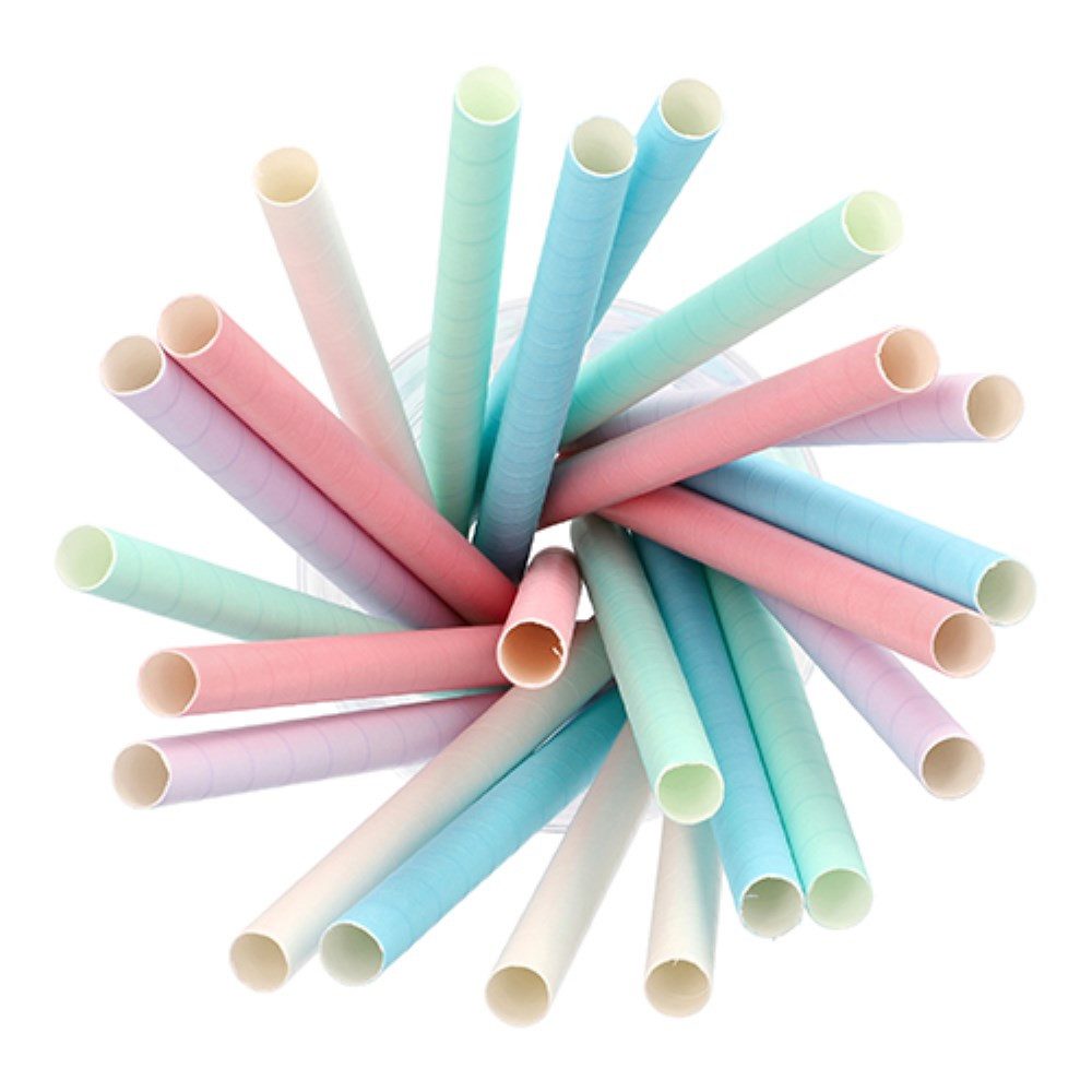 PAPSTAR Trinkhalme 200 Bubble Tea Halme Papier Ø 12 mm · 20 cm farbig sortiert