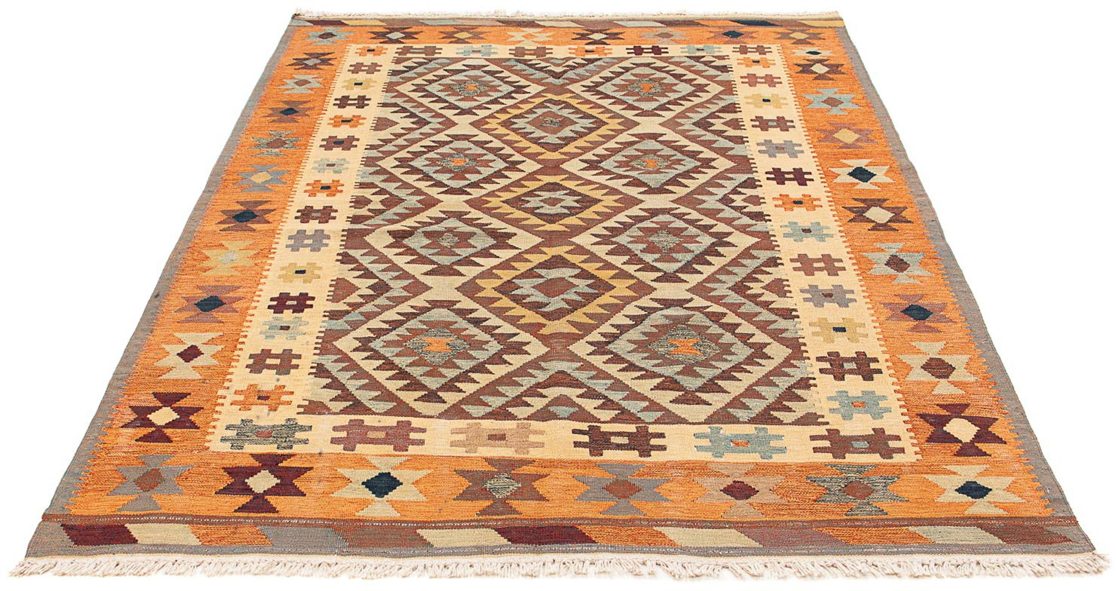 Wollteppich Kelim - Oriental - 200 x 146 cm - mehrfarbig, morgenland, rechteckig, Höhe: 4 mm, Wohnzimmer, Einzelstück