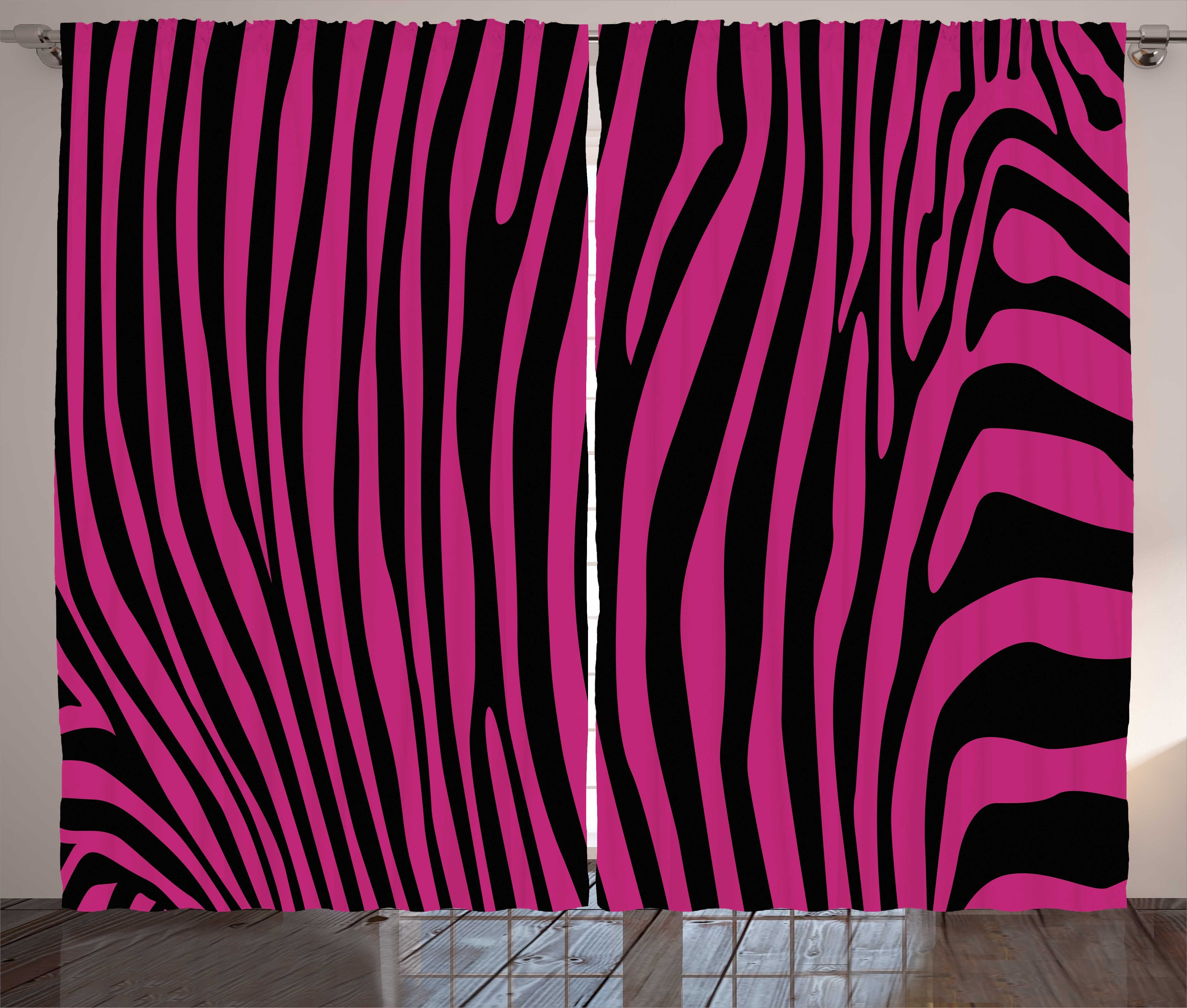 Schlaufen und Gardine rosa Haken, Vorhang Kräuselband Abakuhaus, Schlafzimmer Boho Zebra Tier mit