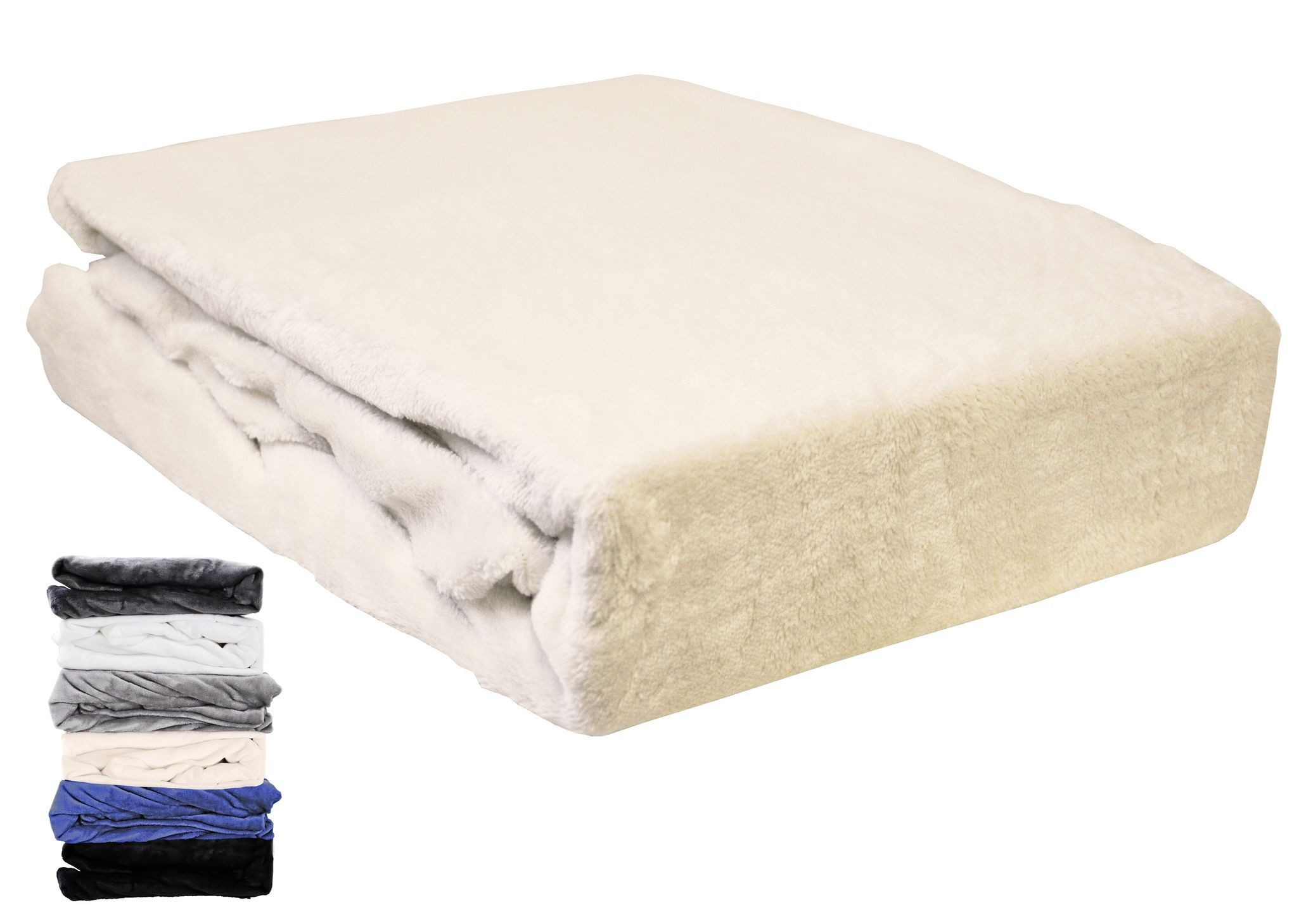 JACK Spannbettlaken Teddy Flausch Cashmere Touch Weiß Grau Anthrazit, Fleece, Gummizug: Rundumgummizug, (1 Stück), Teddy Plüsch, kuschlig, weiche Oberfläche, superweicher Cashmere-Touch