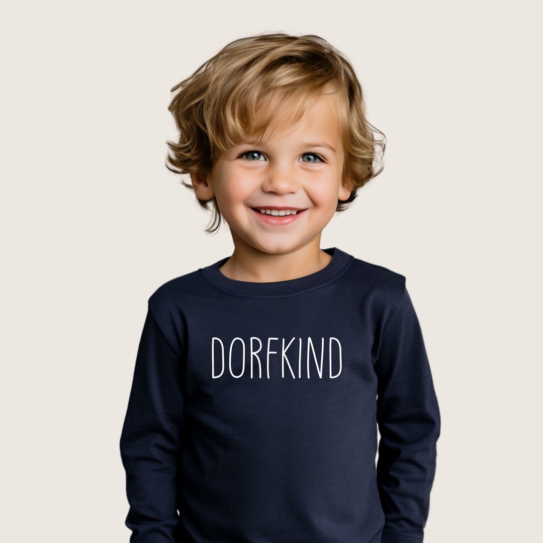 Lounis Print-Shirt Dorfkind - Kinder Langarmshirt - Shirt mit Spruch - Babyshirt Baumwolle