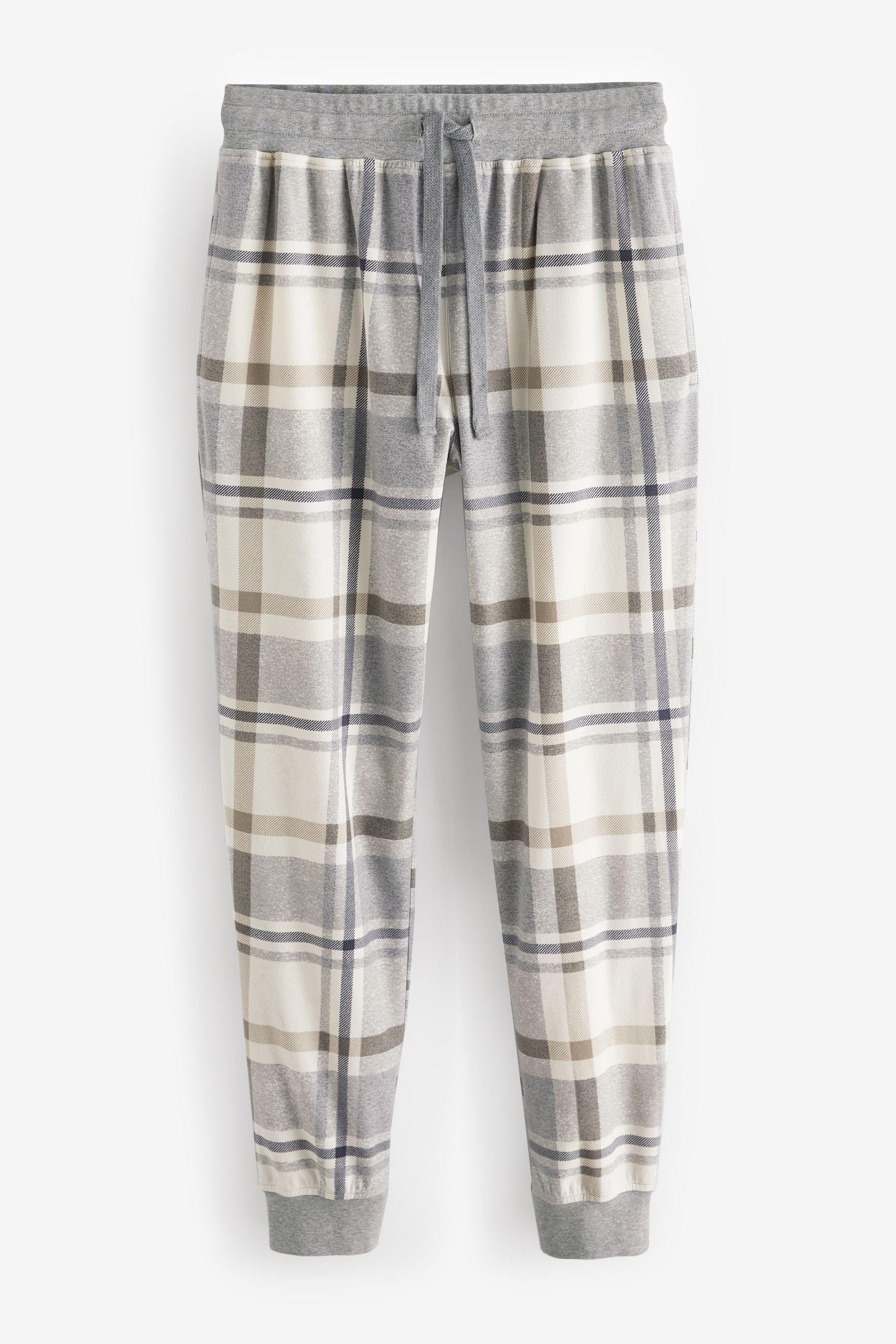 Motionflex Bündchen (2 Bequemer tlg) Schlafanzug Pyjama mit Grey/Neutral Check Next