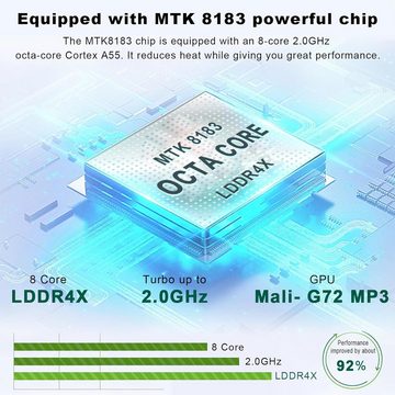 ZONKO 16(8+8) GB RAM MTK8183 Octa-Core-Prozessor, 7000mAh Akku OTG Typ-c Tablet (10", 128 GB, Android 12, 5G WiFi, Multifunktionales 3-in-1 Gerät: Kraftvolle Leistung für Ihren Alltag)
