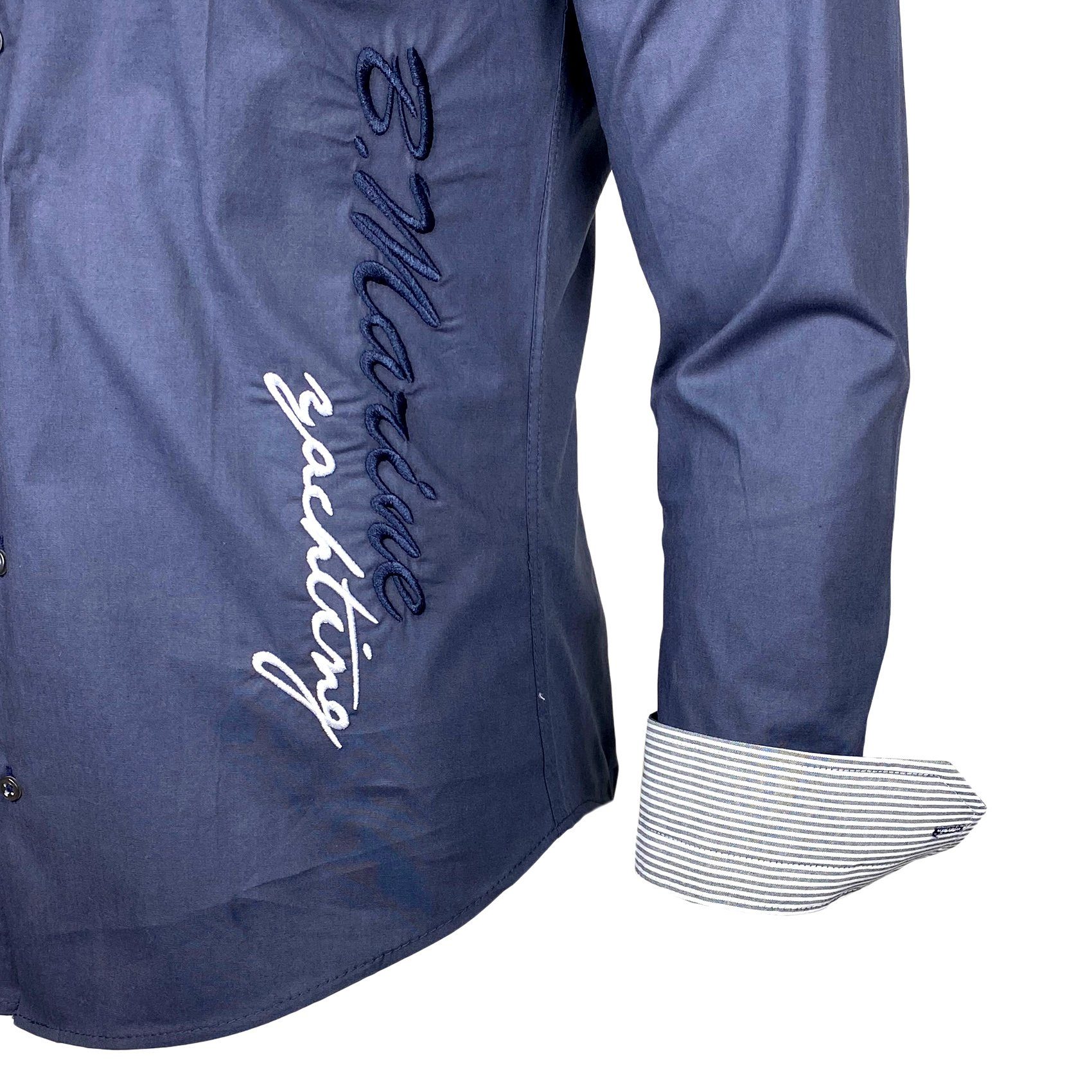 Baxboy Langarmhemd Baxboy Edel Dezent Herren Hemd Stickerei Hemden Kontrast Langarm B-508