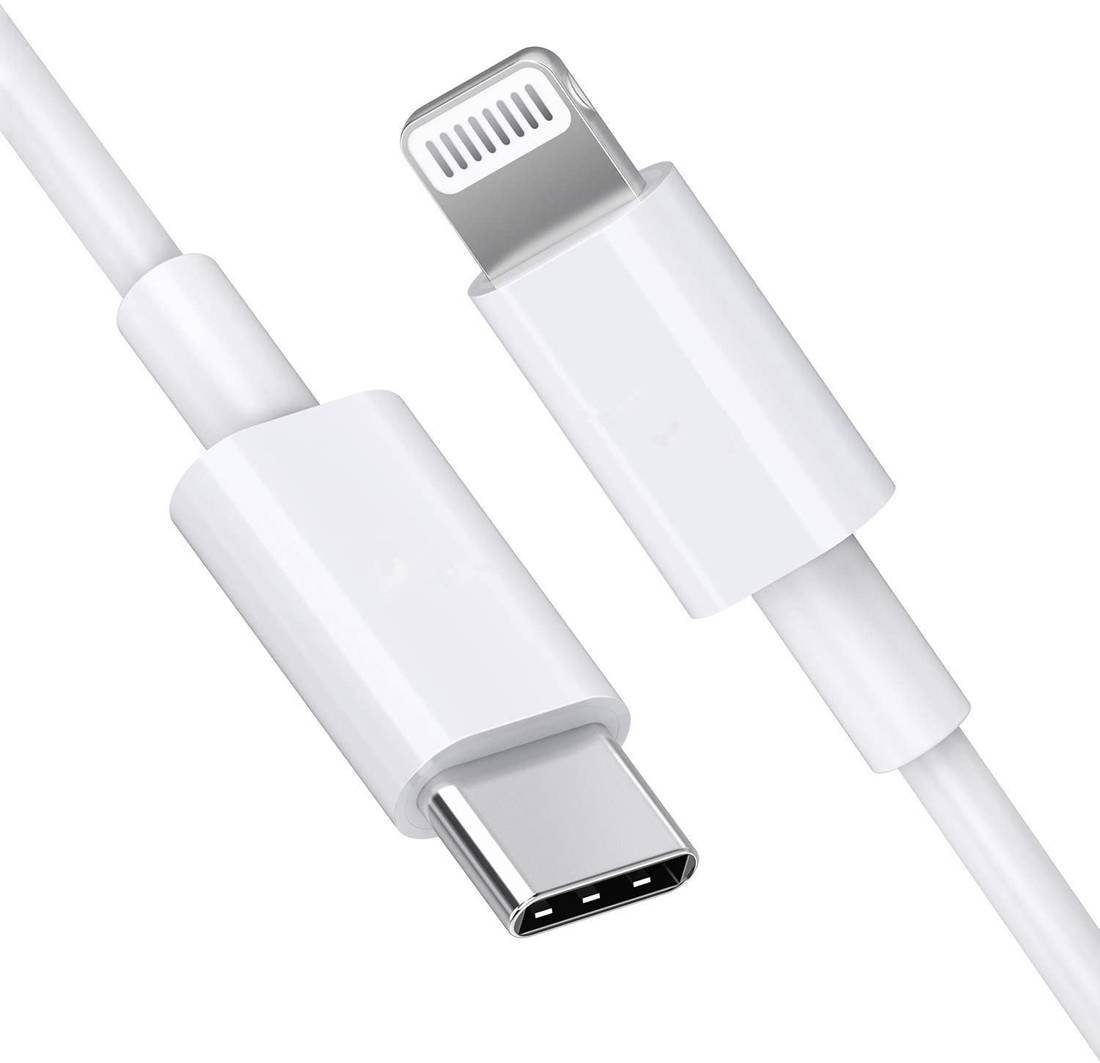 Kaku 2x Typ-C PD 18W 1m Schnellladekabel USB-C auf Lightning in weiß Smartphone-Kabel, Lightning, USB Typ-C