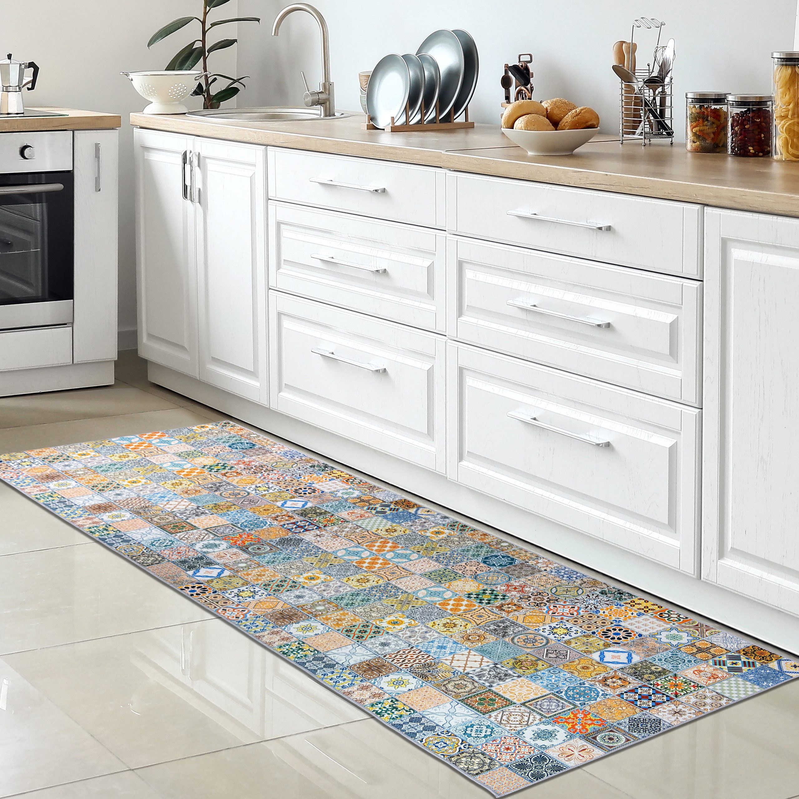 Carpetia Küchenläufer Küchenteppich Modern, rechteckig, Höhe: 5 mm, rutschhemmender Rücken, pflegeleicht, robust