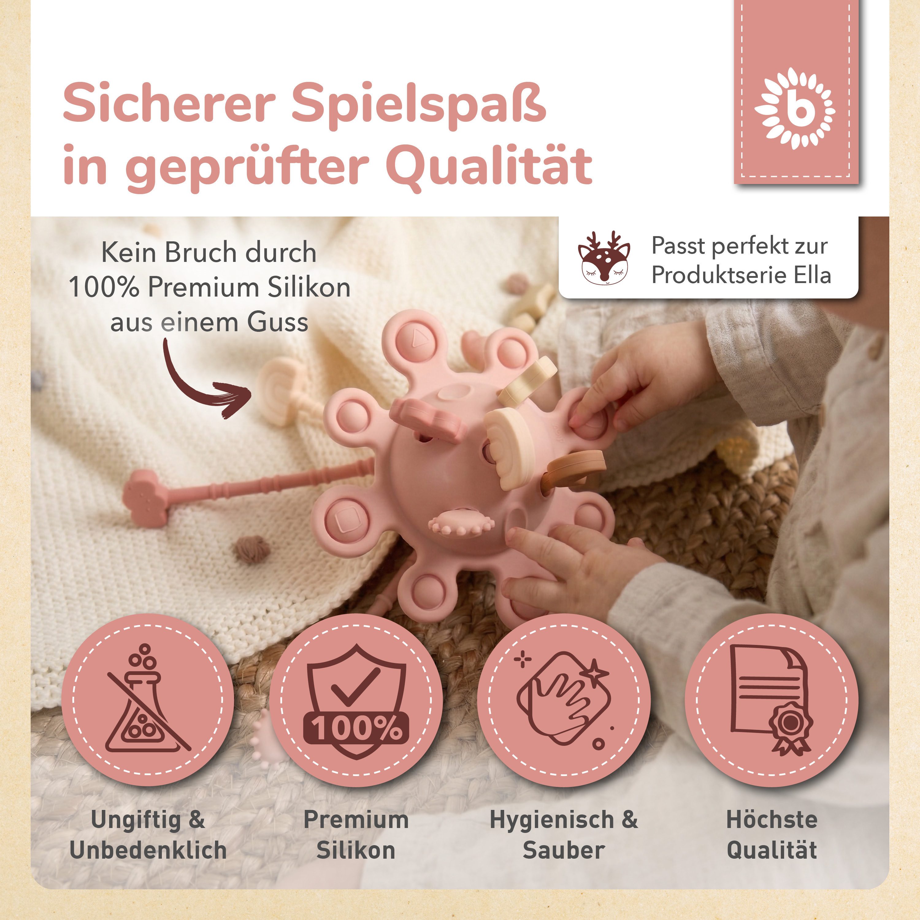 BIECO Stapelspielzeug Bieco Silikon Activity Montessori Spielzeug Baby – Bild 5 von 5
