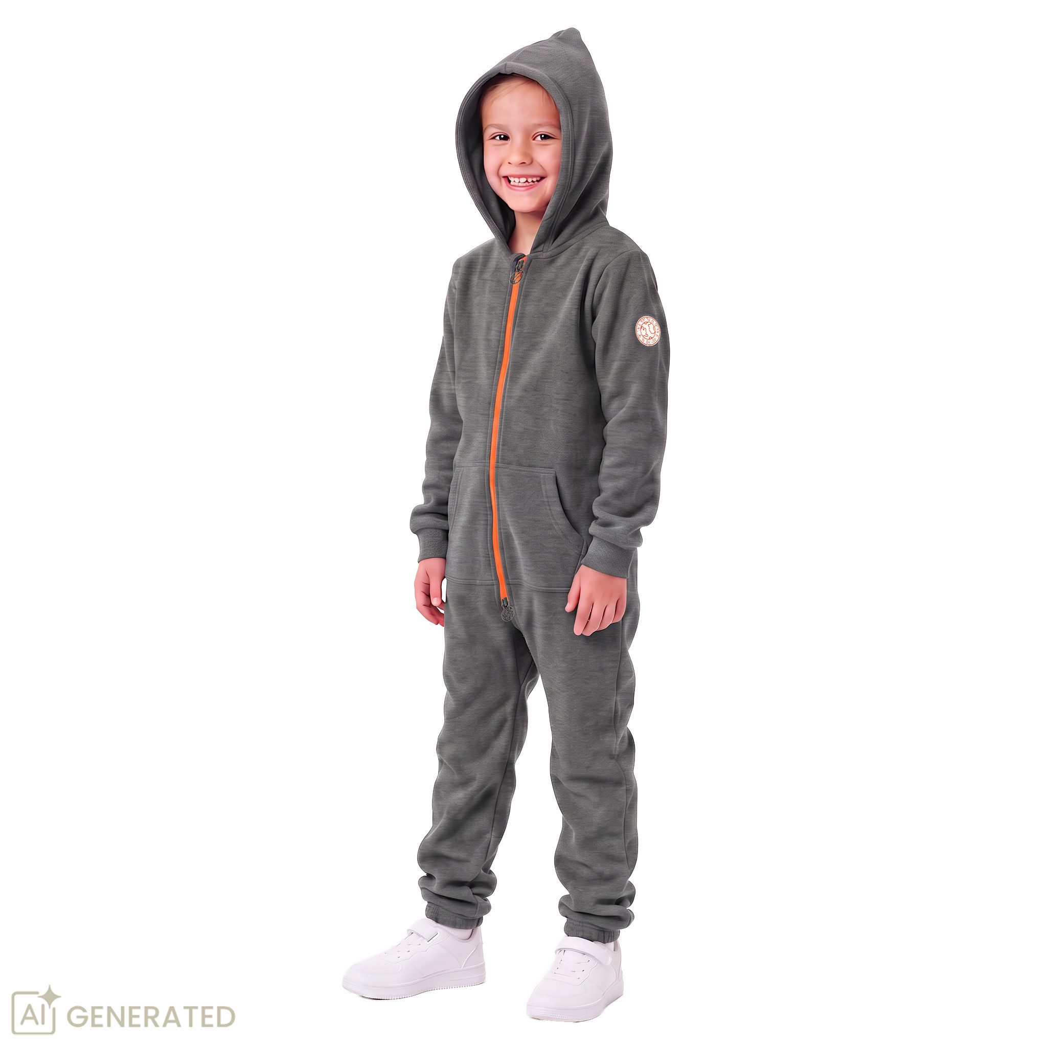 Gradnetz Jumpsuit Kinder Jungen Mädchen Overall Onesie Anzug Kids (1-tlg) Bio-Baumwolle - Kinnschutz - Kuschelig-weich - elastische Bündchen