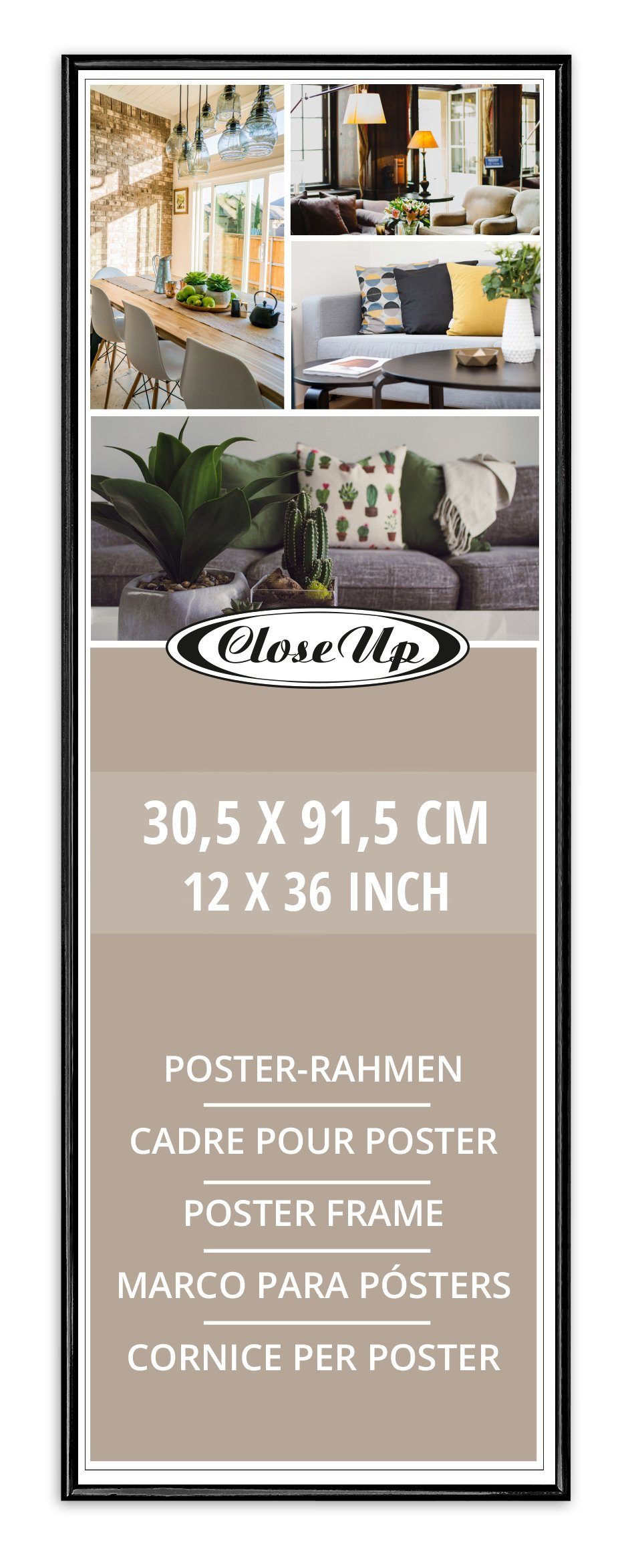 x cm 30,5 91,5 schwarz Up Posterrahmen Bilderrahmen Close