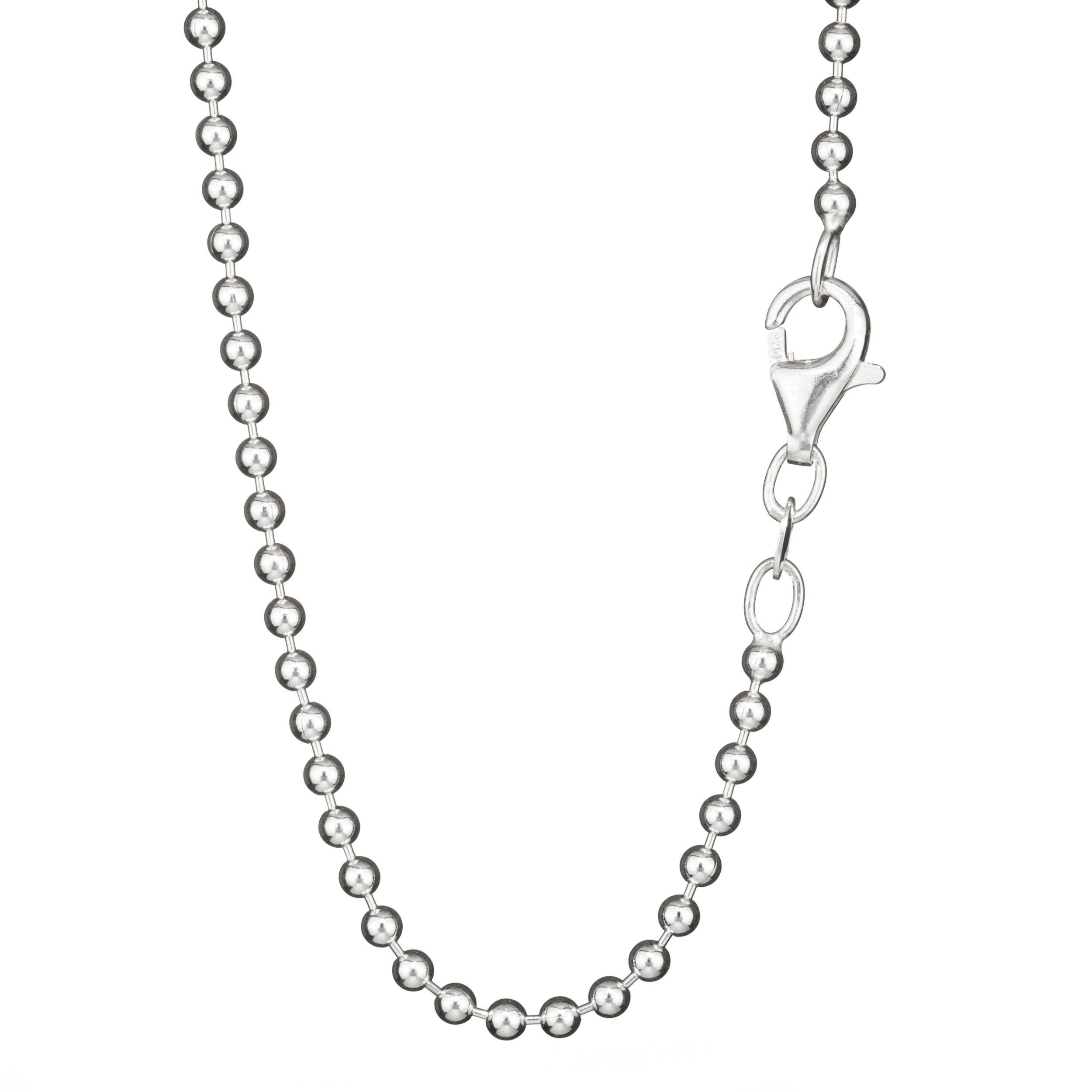 Valentinstagsgeschenk NKlaus Silberkette Collier 50cm Kugelkette rund 925 Sterling Silber B (1 Stück), Made in Germany, silberfarben, 50cm