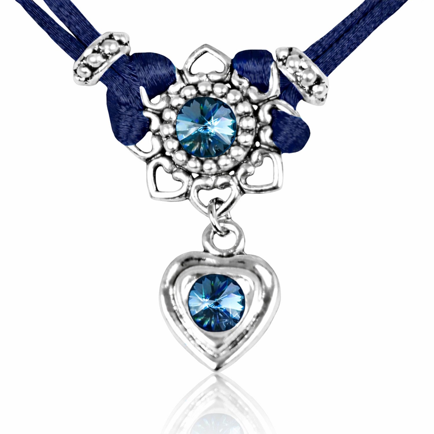 LUISIA® Kette mit Anhänger Chiara mit Herzblüte, Strassherz und Premium Kri günstig online kaufen