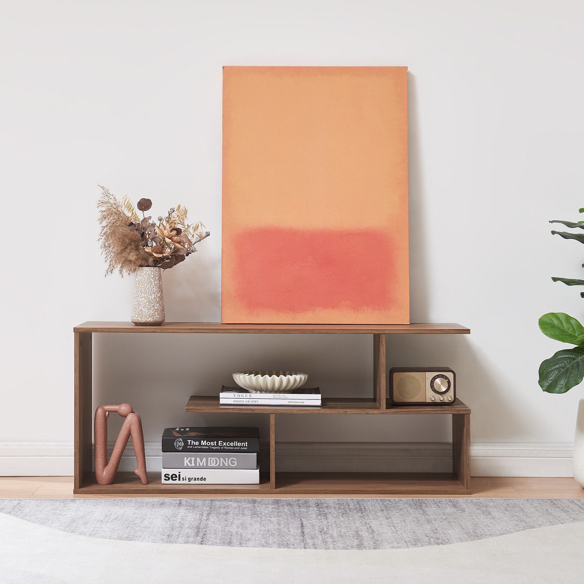 en.casa TV-Regal, »Anän« offen 100 x 30 x 42 cm Walnussoptik günstig online kaufen