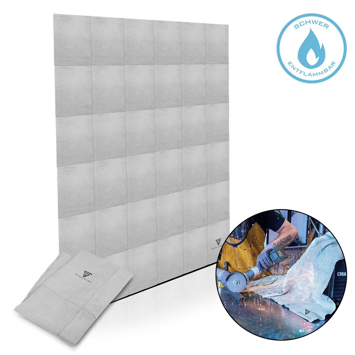 STAHLWERK Schutzwand Schweißerdecke 140 x 200 cm Spritzschutzdecke (Set, 1 St., Einzelartikel), mit hoher thermischer und mechanischer Belastbarkeit