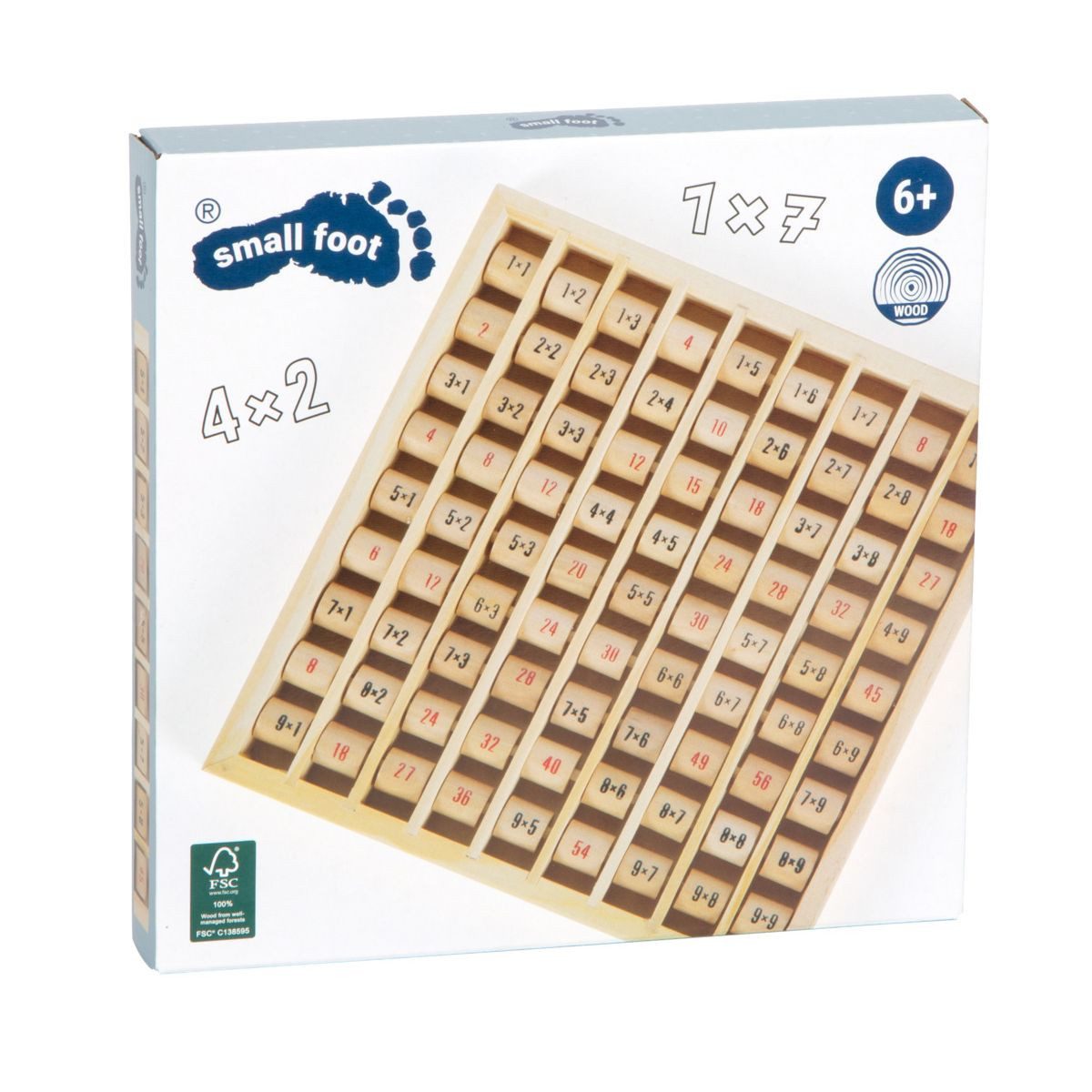 small foot GmbH & Co. KG Lernspielzeug small foot Multiplizier-Tabelle Holzwalzen mit Aufgaben und Lösungskon