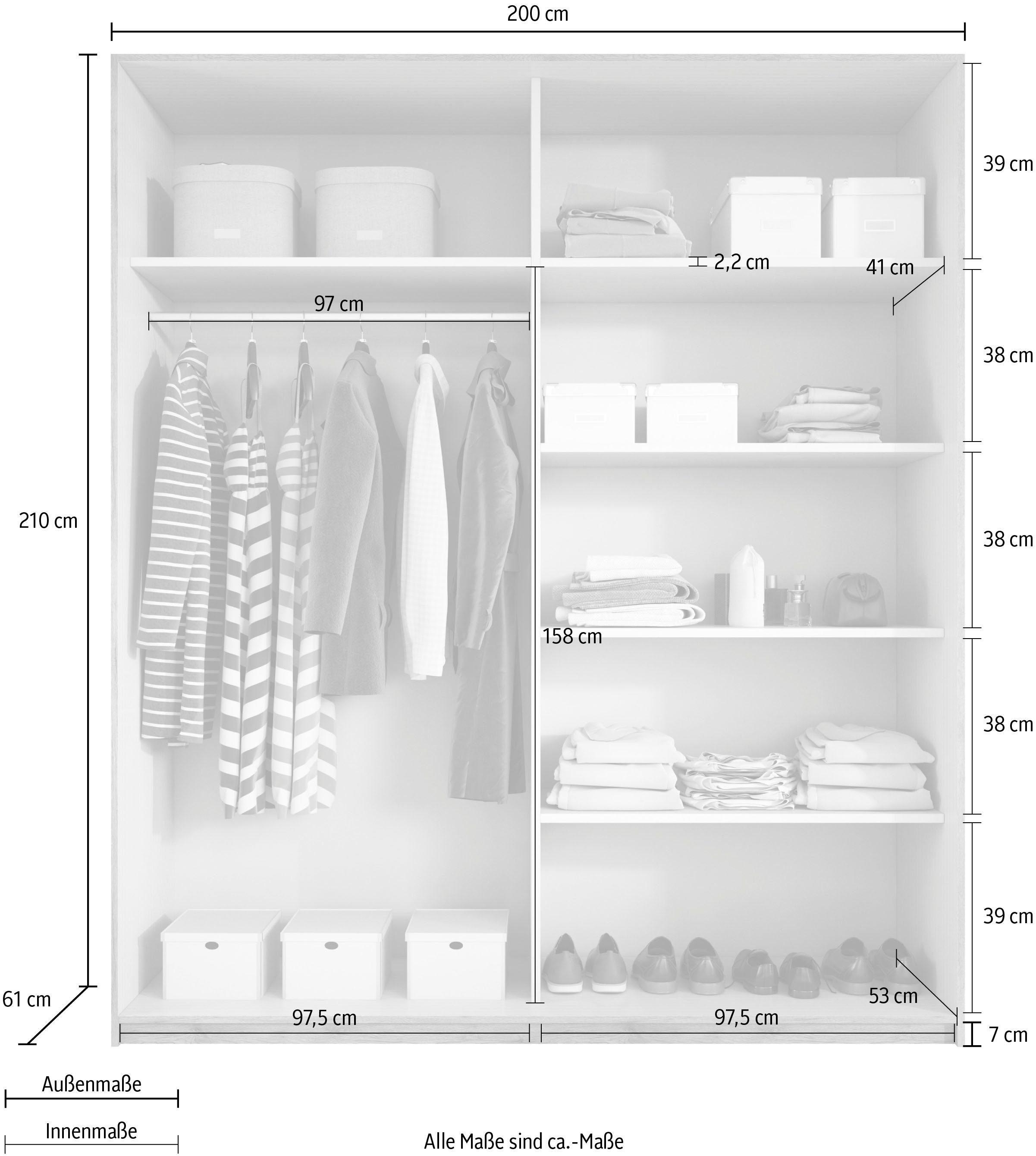 mit Front Schwebetürenschrank Galaxy Helvetia Glas