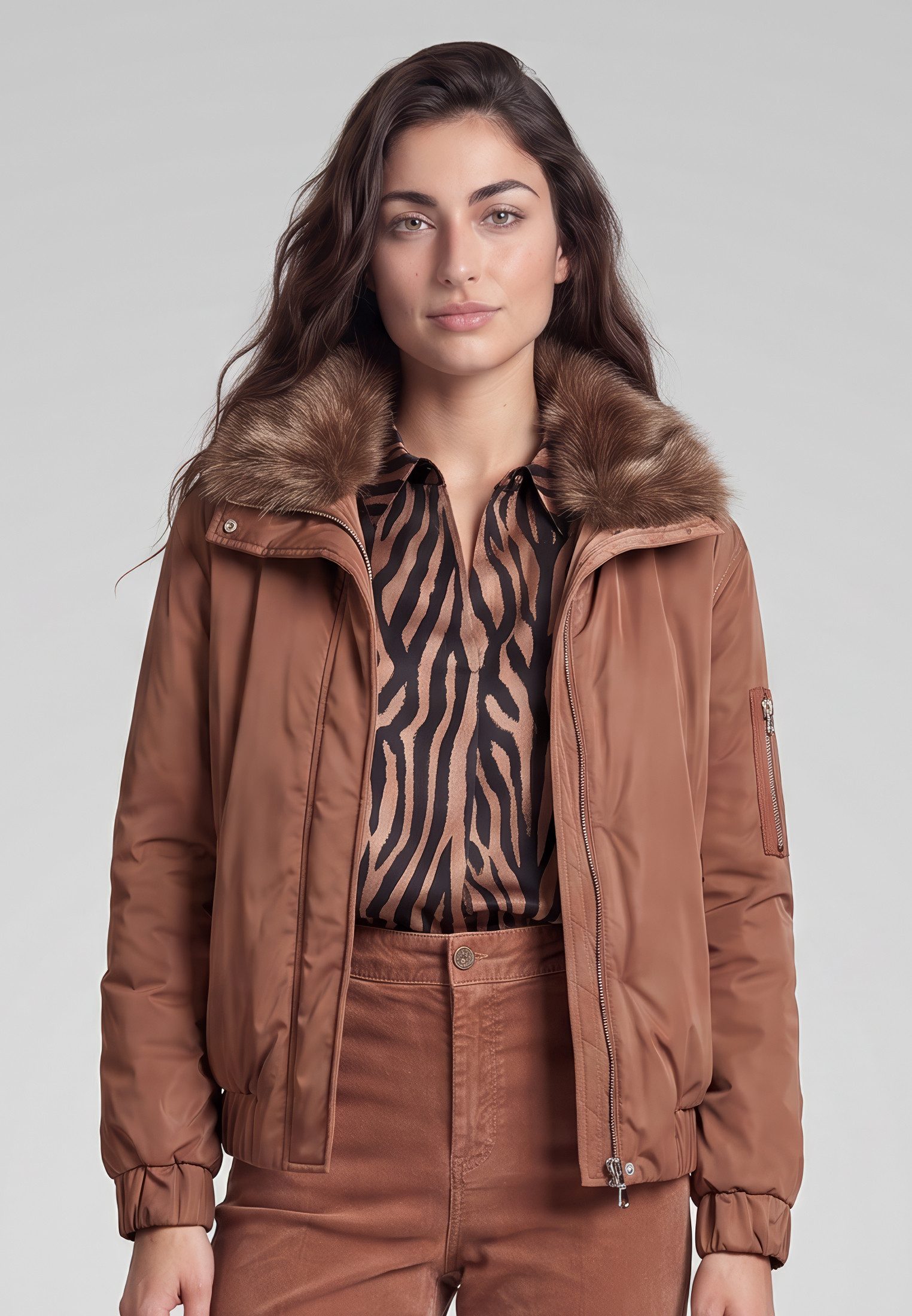 MARC AUREL Bomberjacke mit Faux Fur Kragen