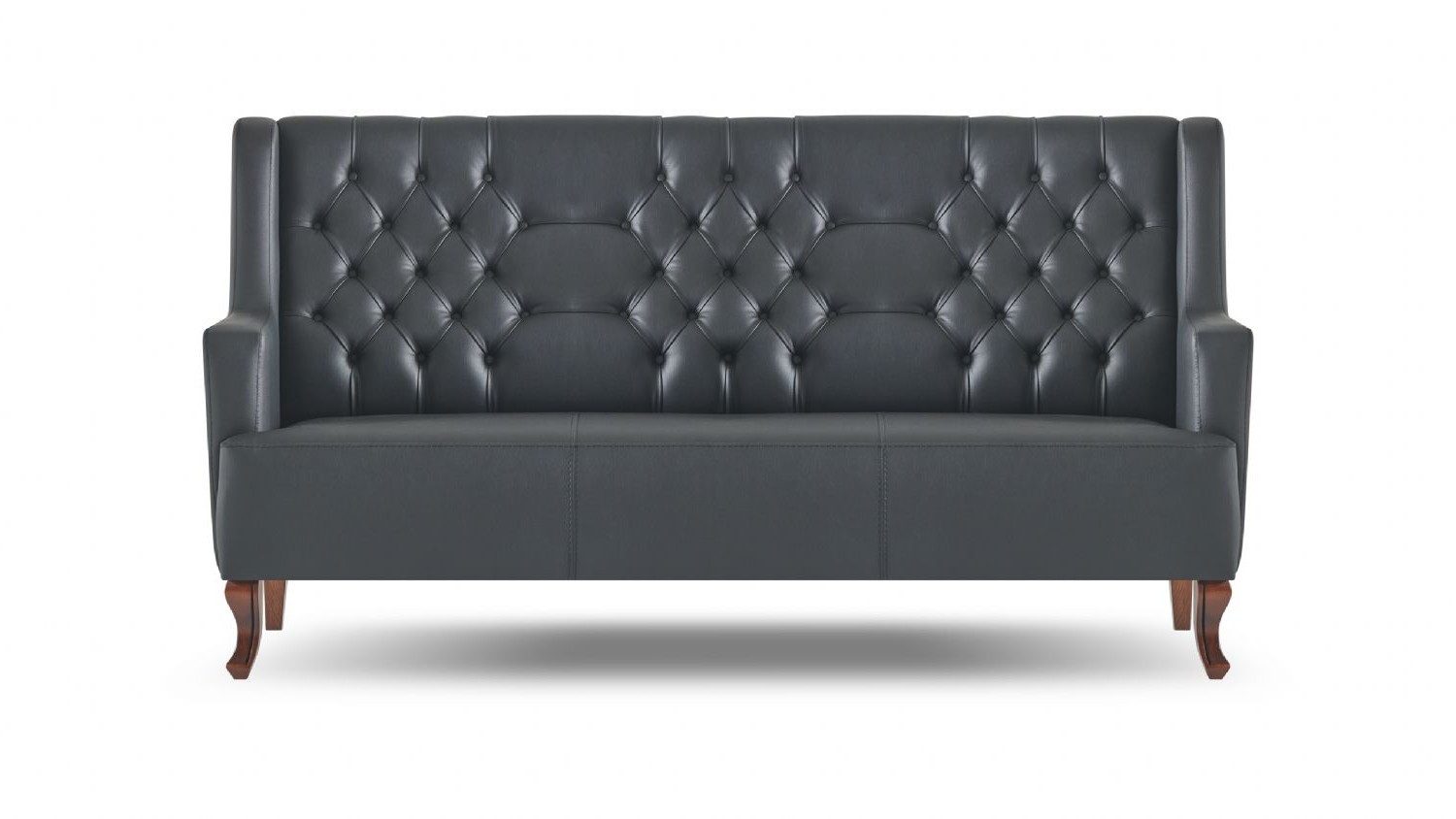 Xlmoebel Sofa Chesterfield Couch Schwarz Klassisch Dreisitzig Leder Holz, Made in Europa