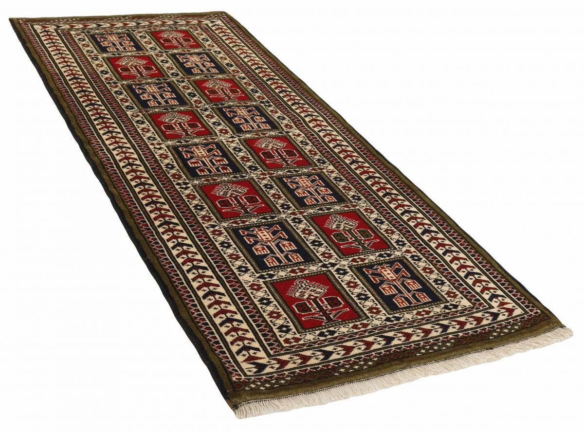 Orientteppich Turkaman 88x197 Handgeknüpfter mm / 6 rechteckig, Höhe: Perserteppich Orientteppich Trading, Nain Läufer