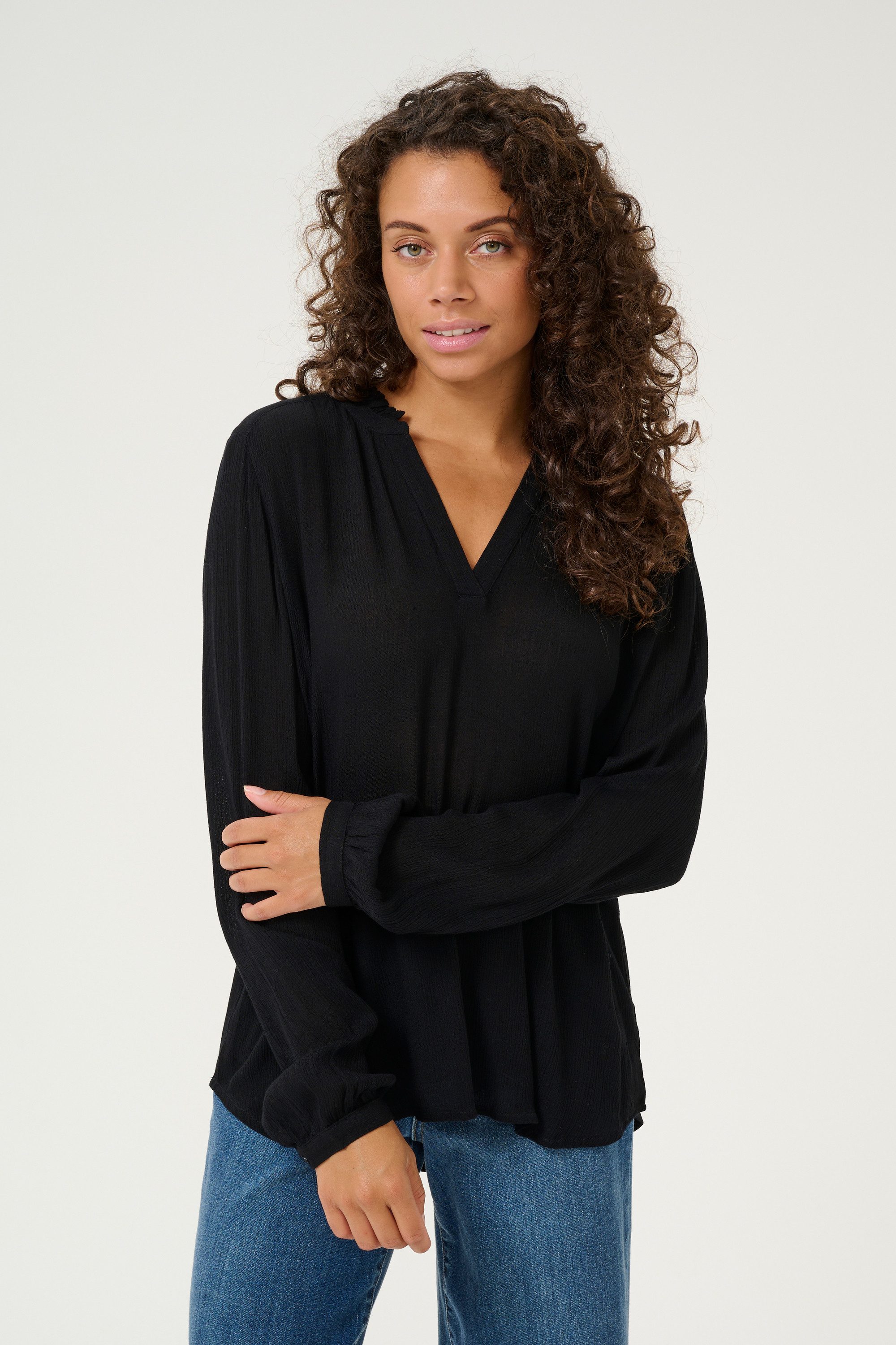 Damen Knöpfbare Langarm Bluse