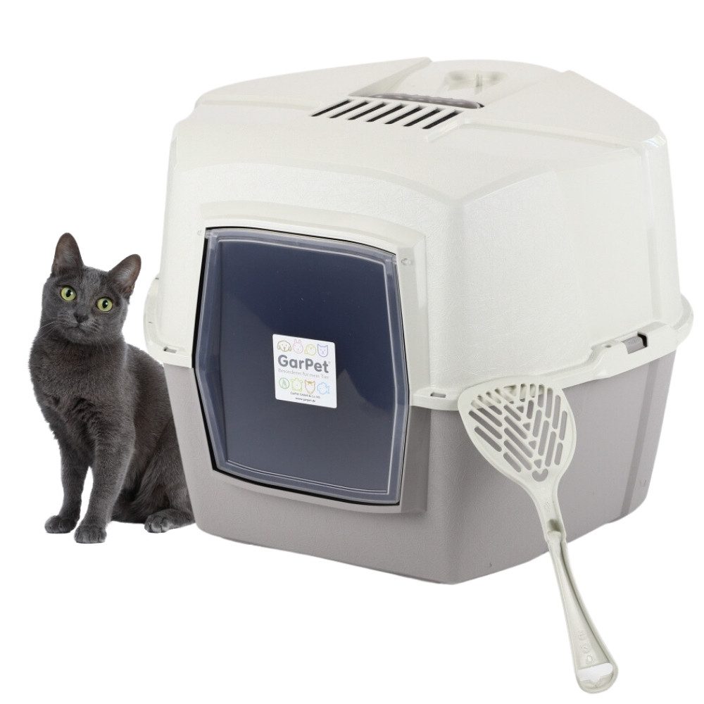 Katzenecktoilette Eck Katzentoilette Katzenklo Ecke mit Deckel XXL Eck Hauben Toilette