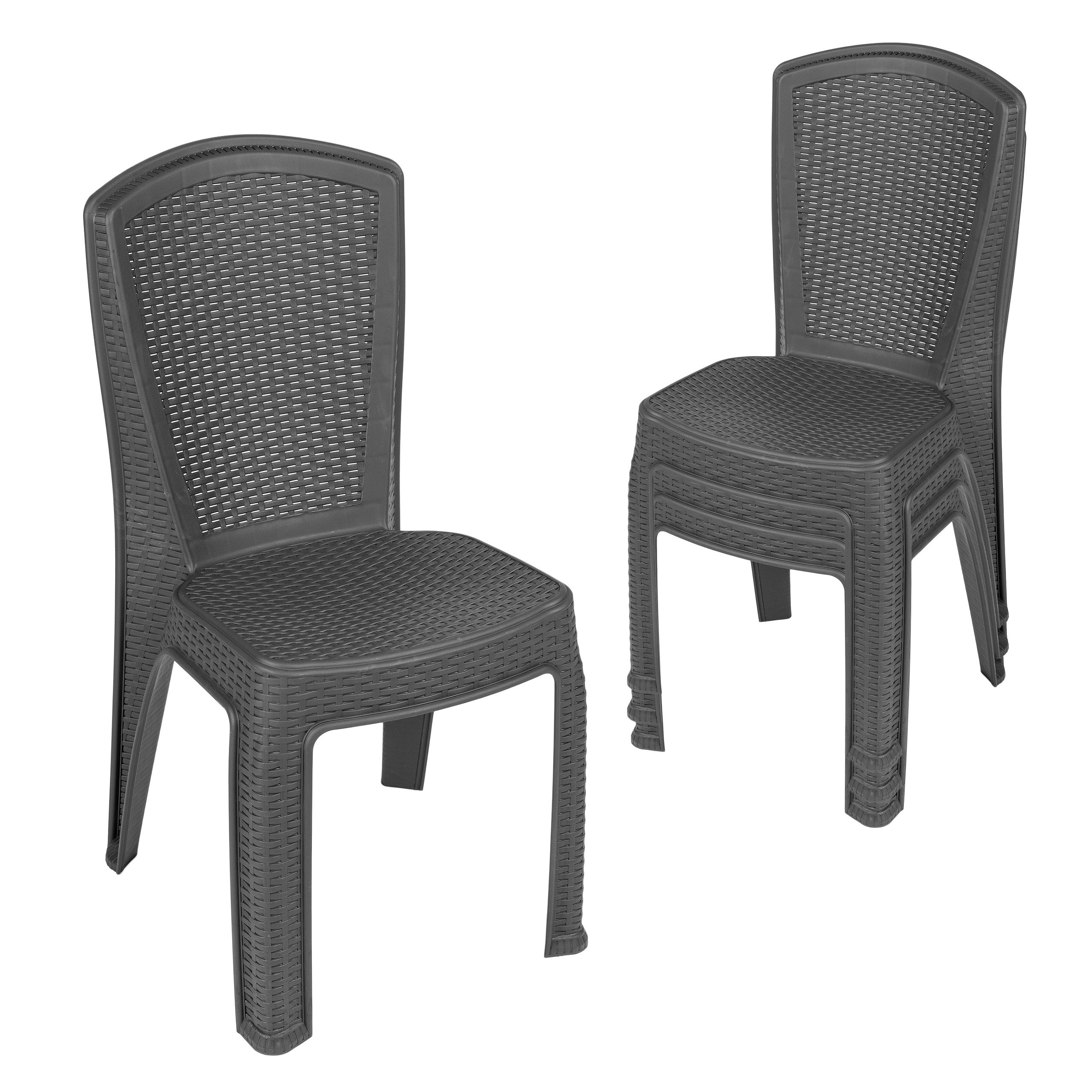 Garronda Gartenstuhl in Rattan-Optik wetterfest stapelbar Bistrostuhl GD-0271 (4 St), 4er Set