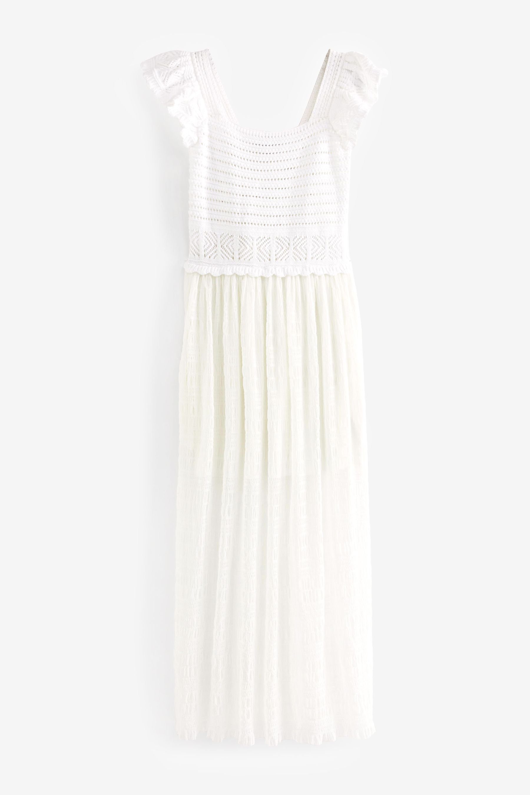 Next Sommerkleid Kleid mit gehäkelten Trompetenärmeln (1-tlg)